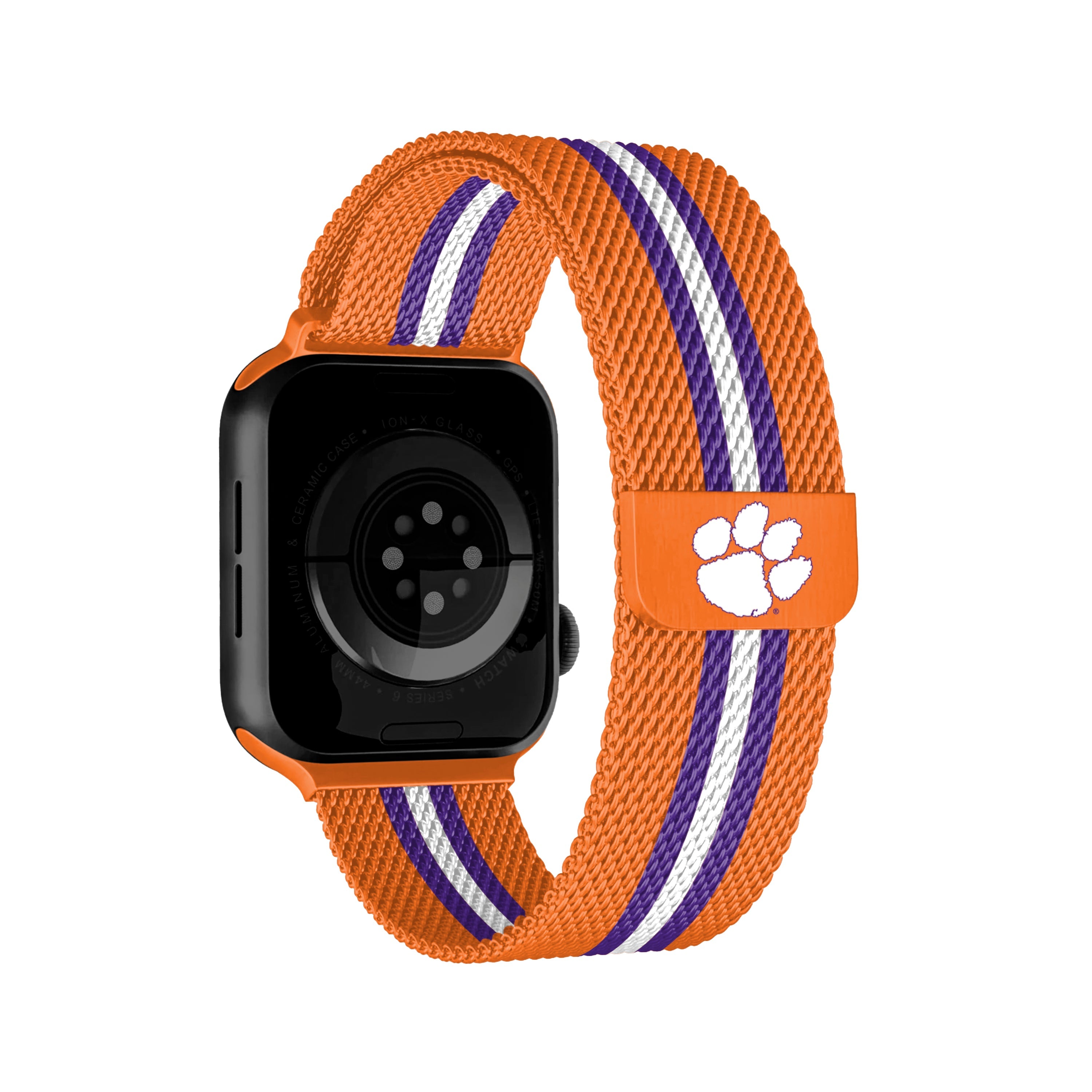 Clemson Tigers NCAA Striped Metallic Watch Band (38mm)