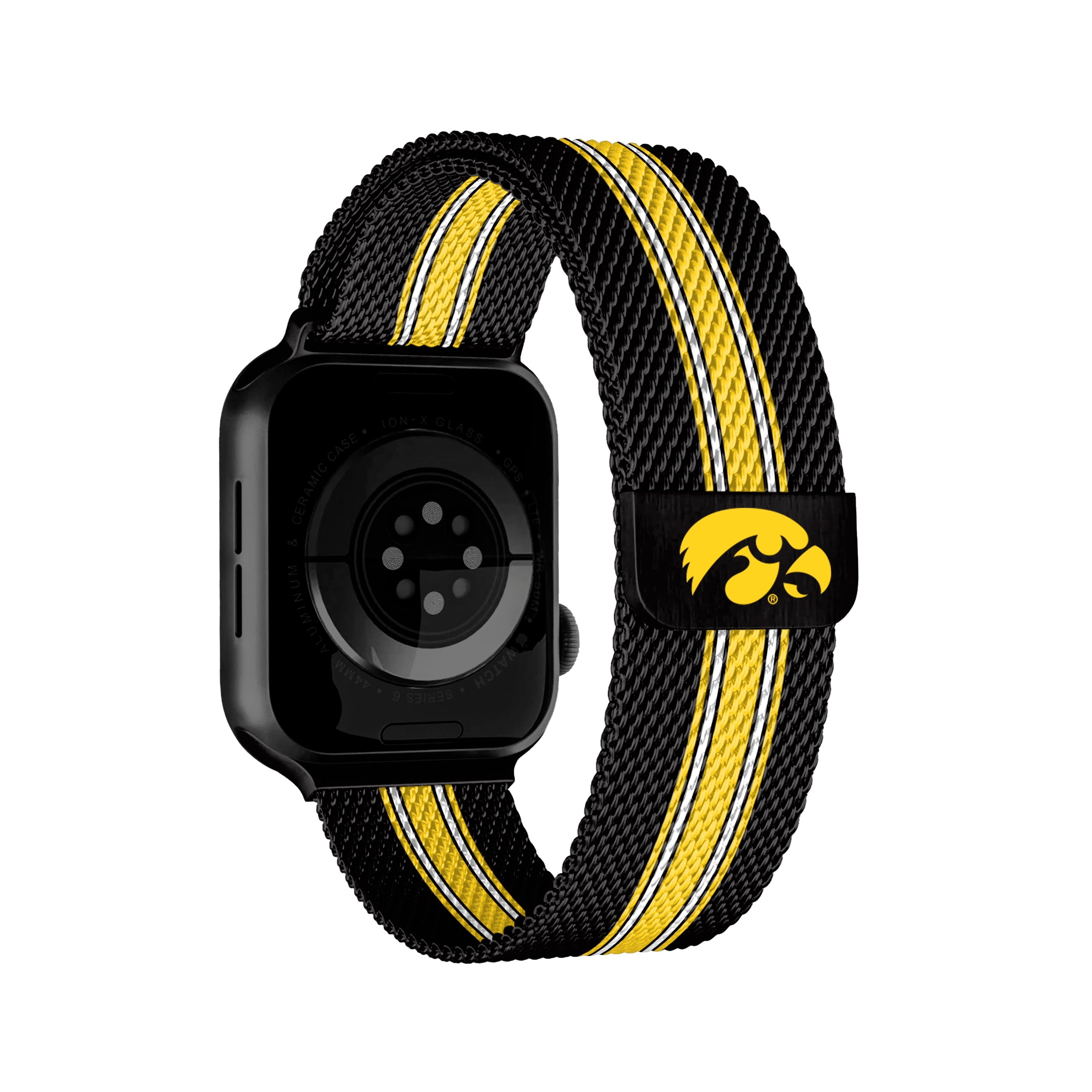 Iowa Hawkeyes NCAA Striped Metallic Watch Band (38mm)