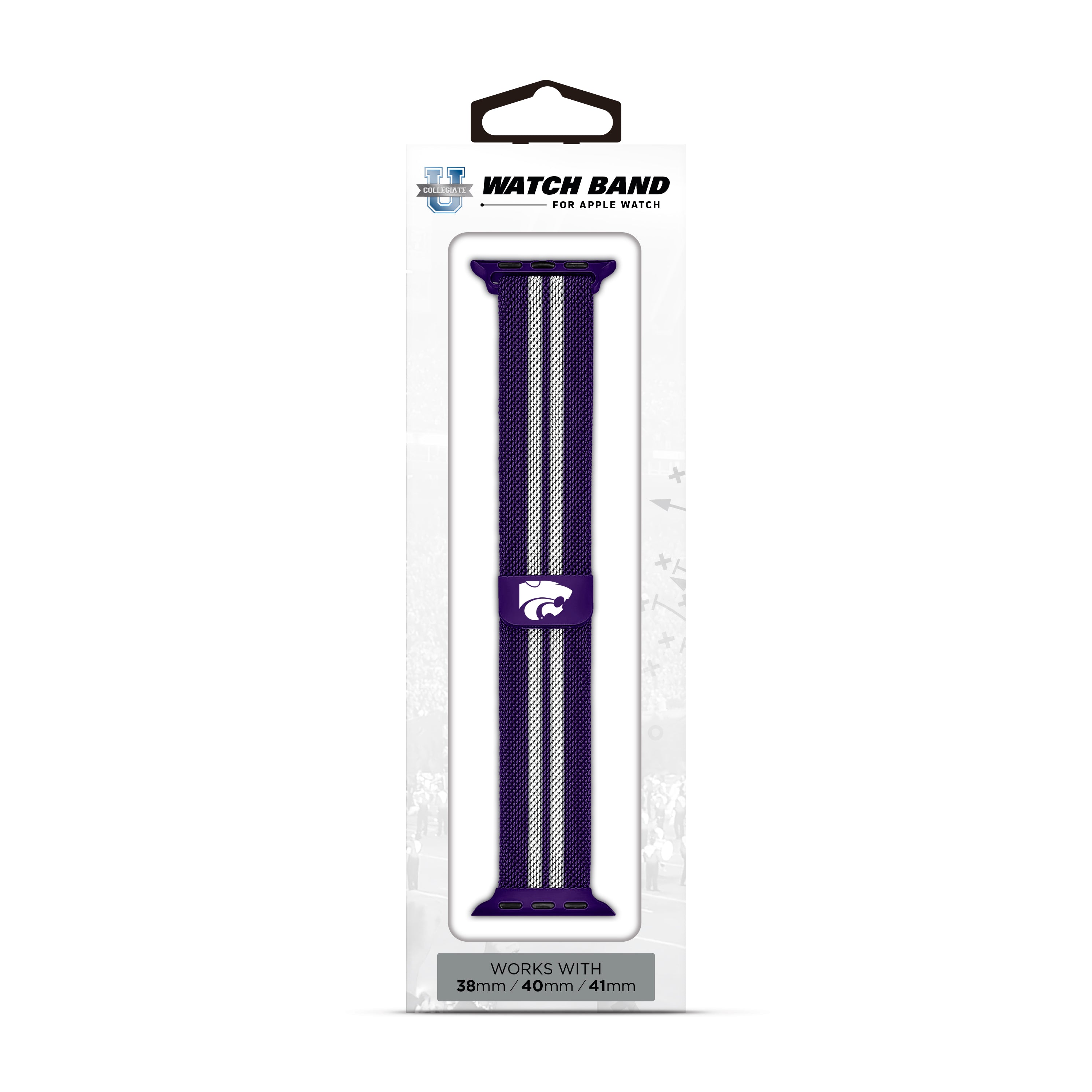 Kansas State Wildcats NCAA Striped Metallic Watch Band (38mm)