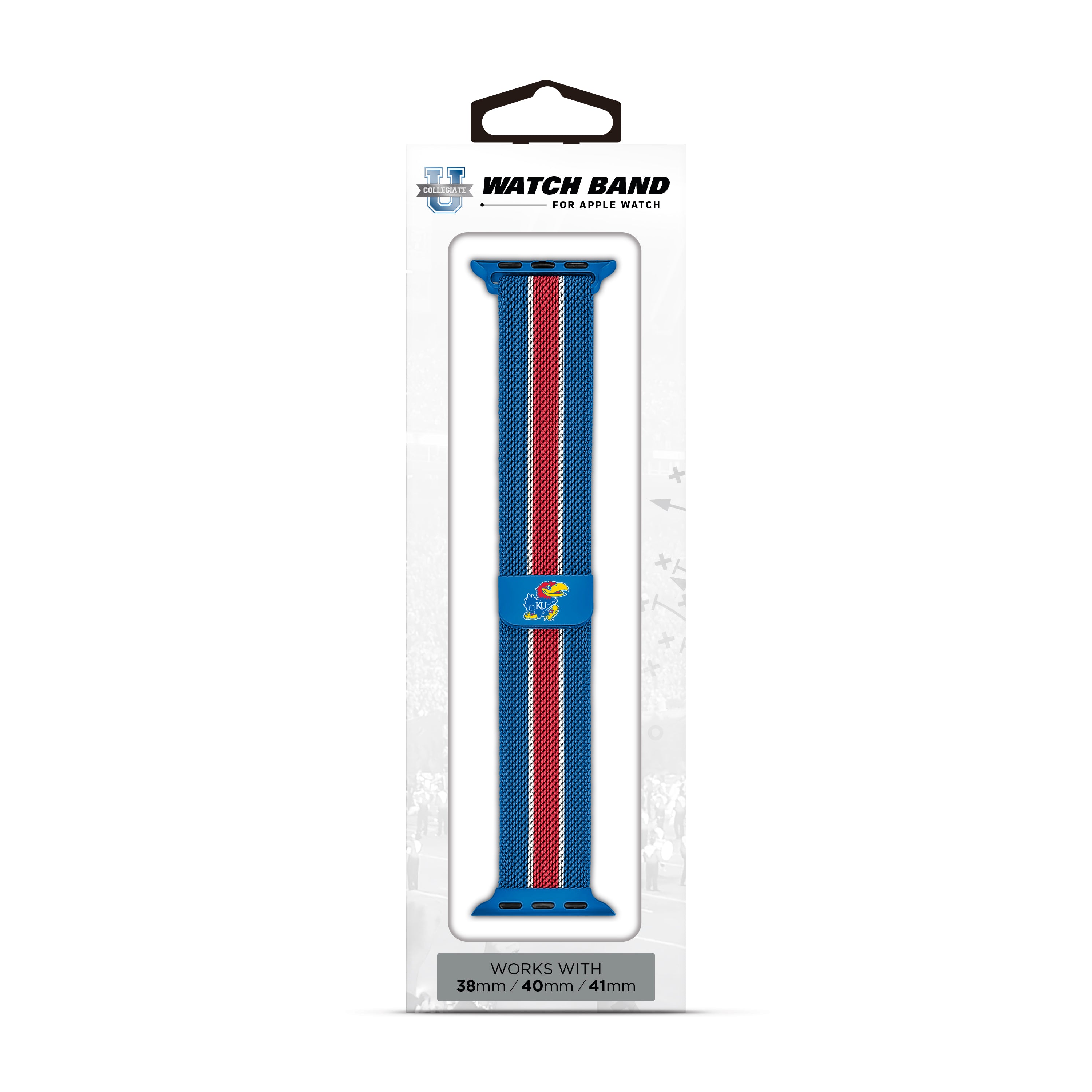 Kansas Jayhawks NCAA Striped Metallic Watch Band (38mm)