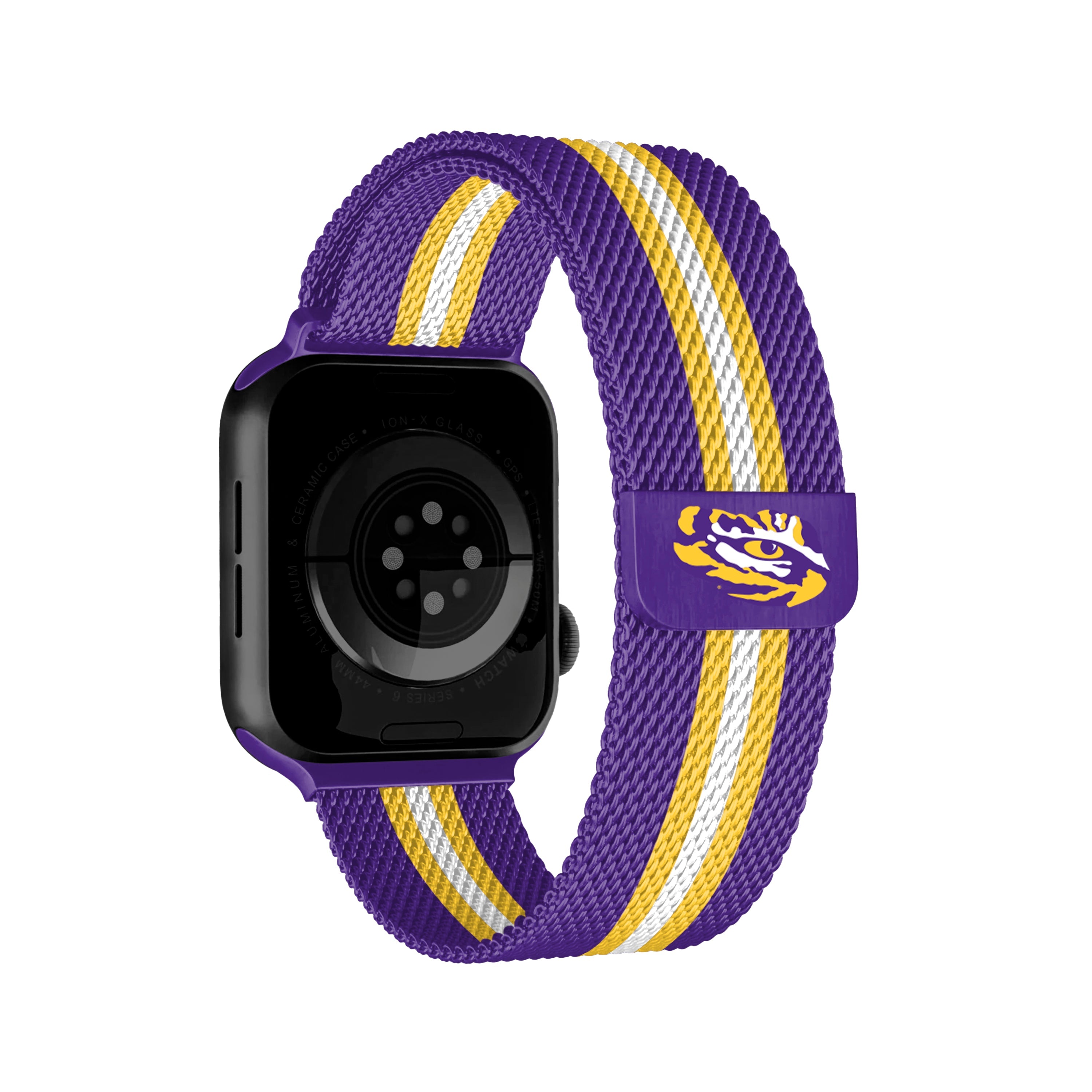 LSU Tigers NCAA Striped Metallic Watch Band (38mm)