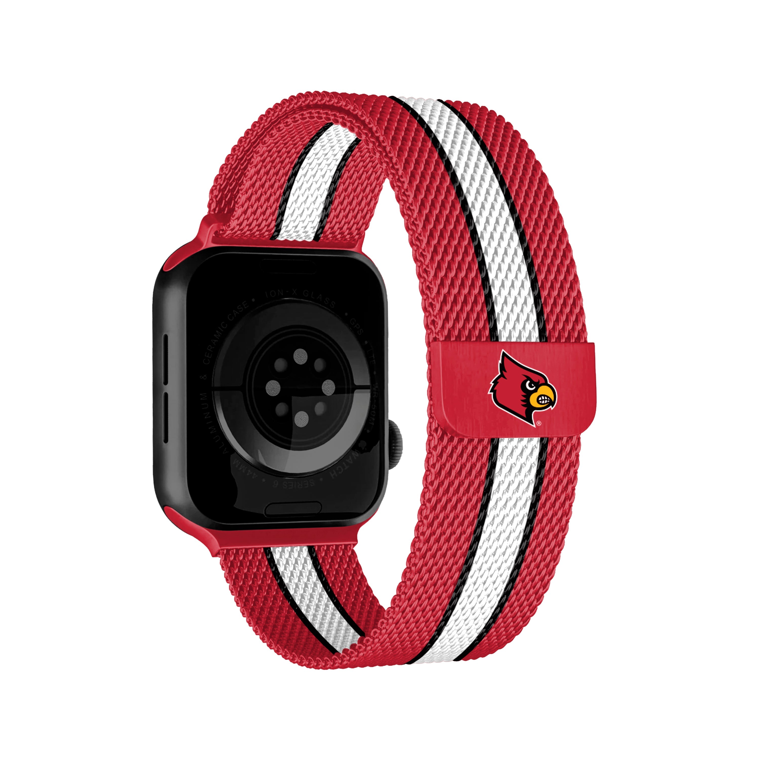 Louisville Cardinals NCAA Striped Metallic Watch Band (38mm)