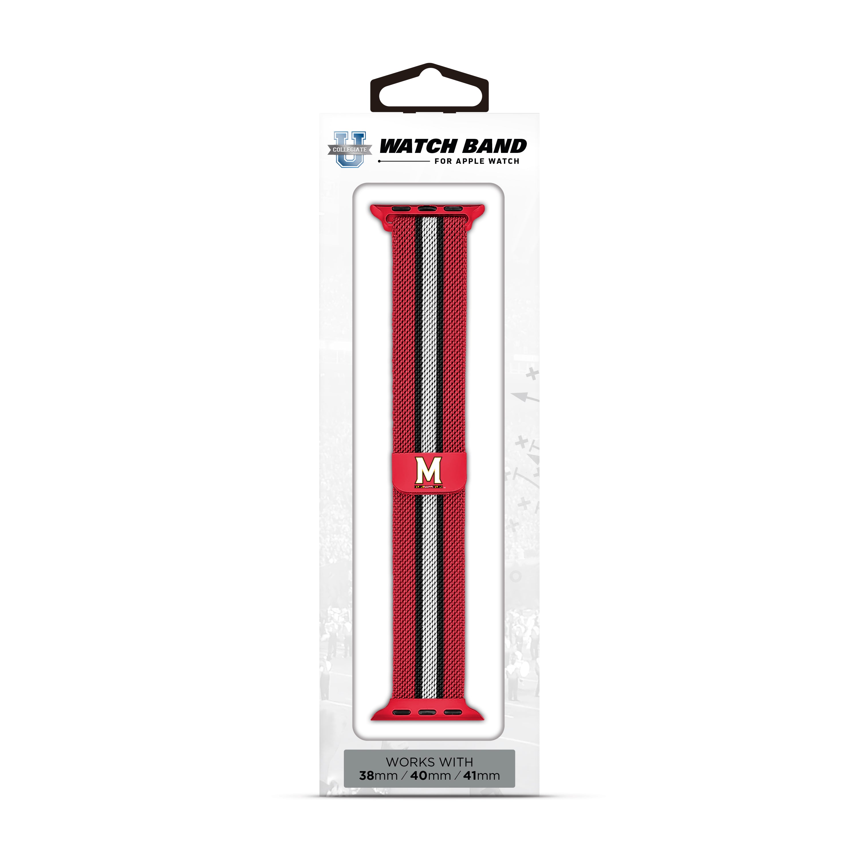 Maryland Terrapins NCAA Striped Metallic Watch Band (38mm)