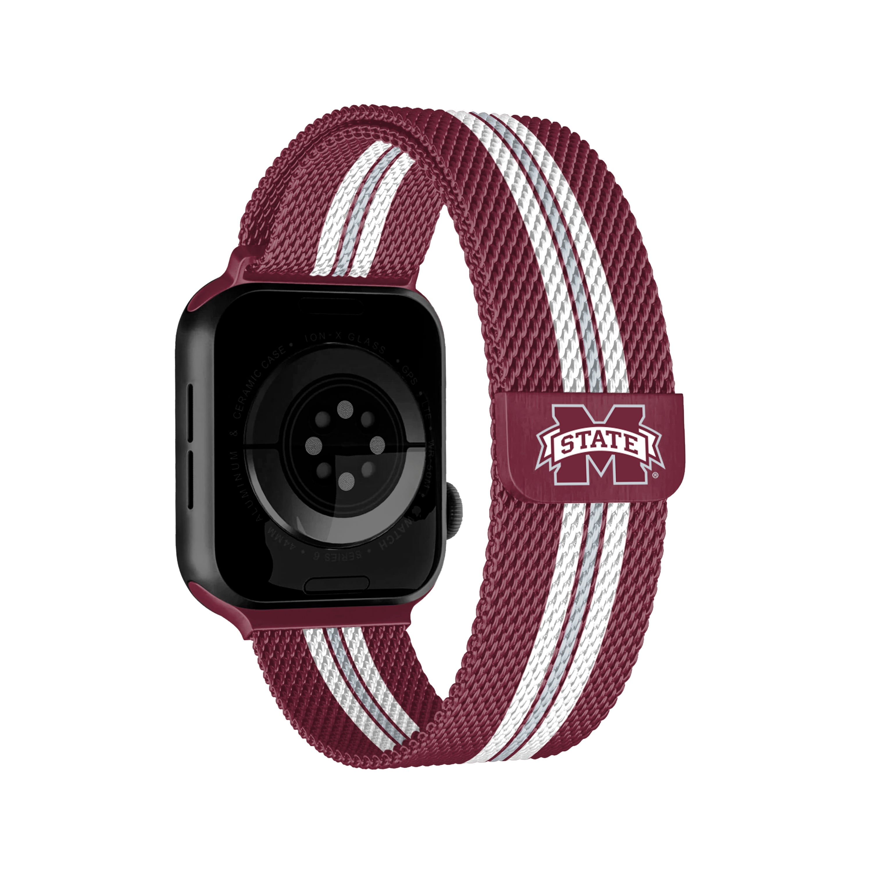 Mississippi State Bulldogs NCAA Striped Metallic Watch Band (38mm)