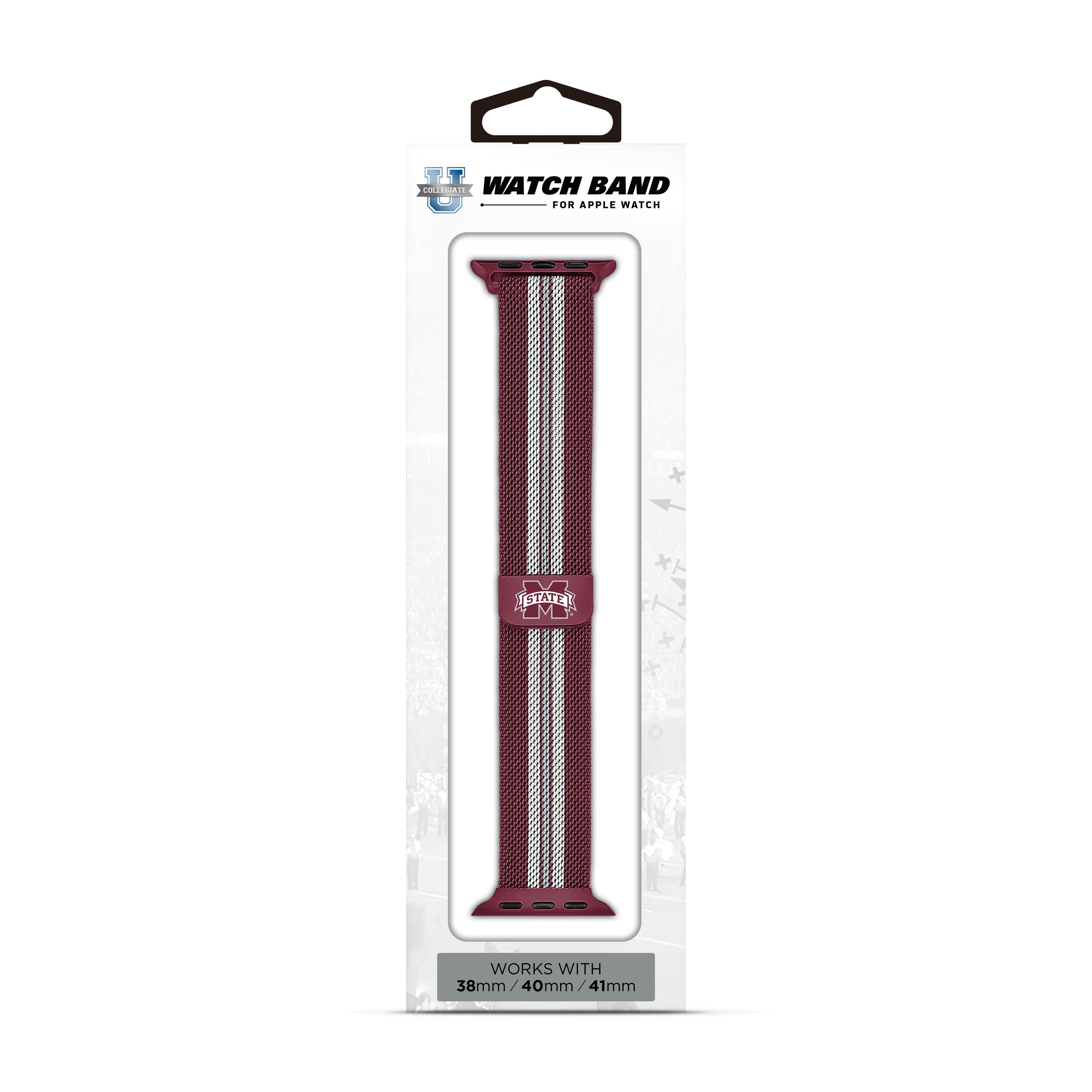 Mississippi State Bulldogs NCAA Striped Metallic Watch Band (38mm)