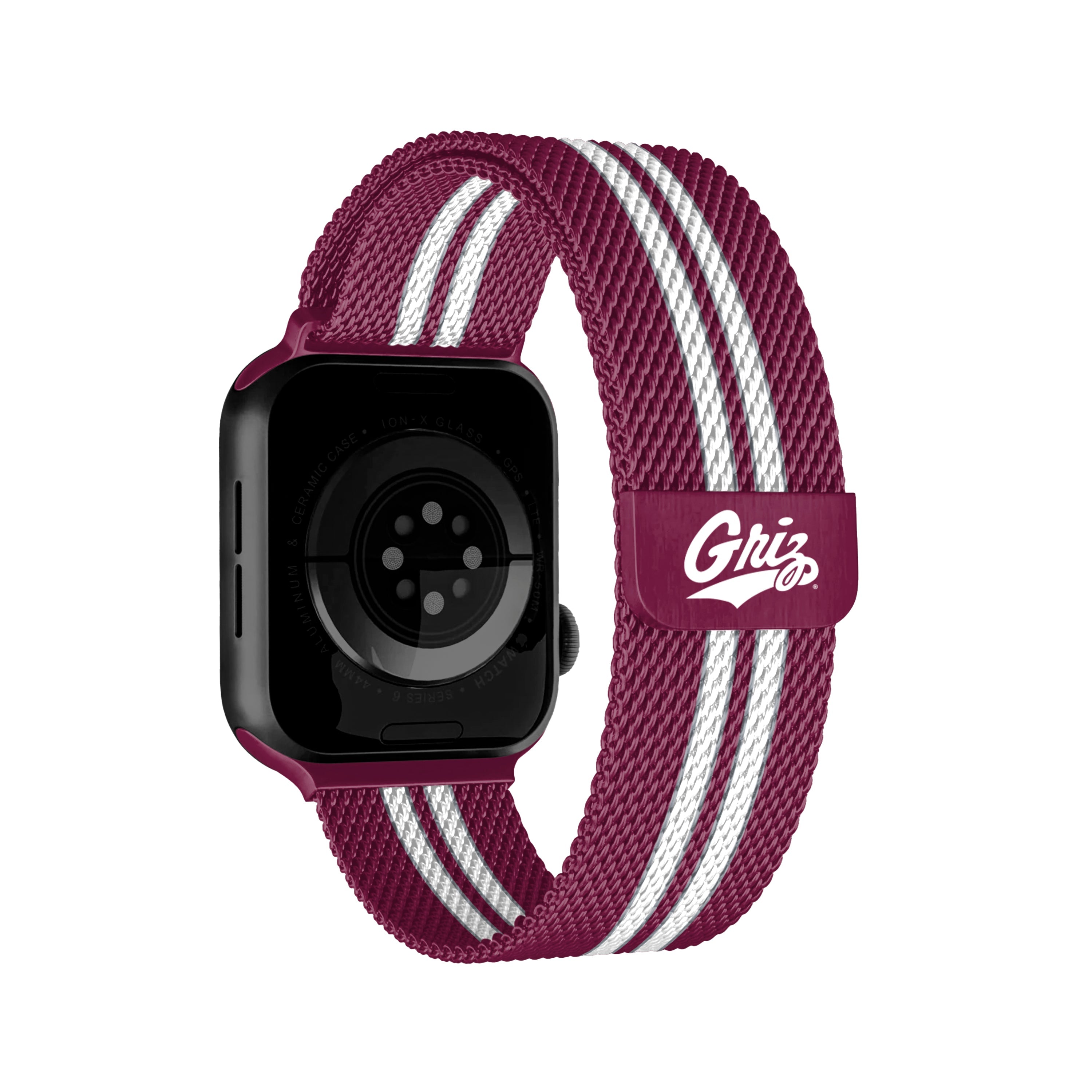 Montana Grizzlies NCAA Striped Metallic Watch Band (38mm)