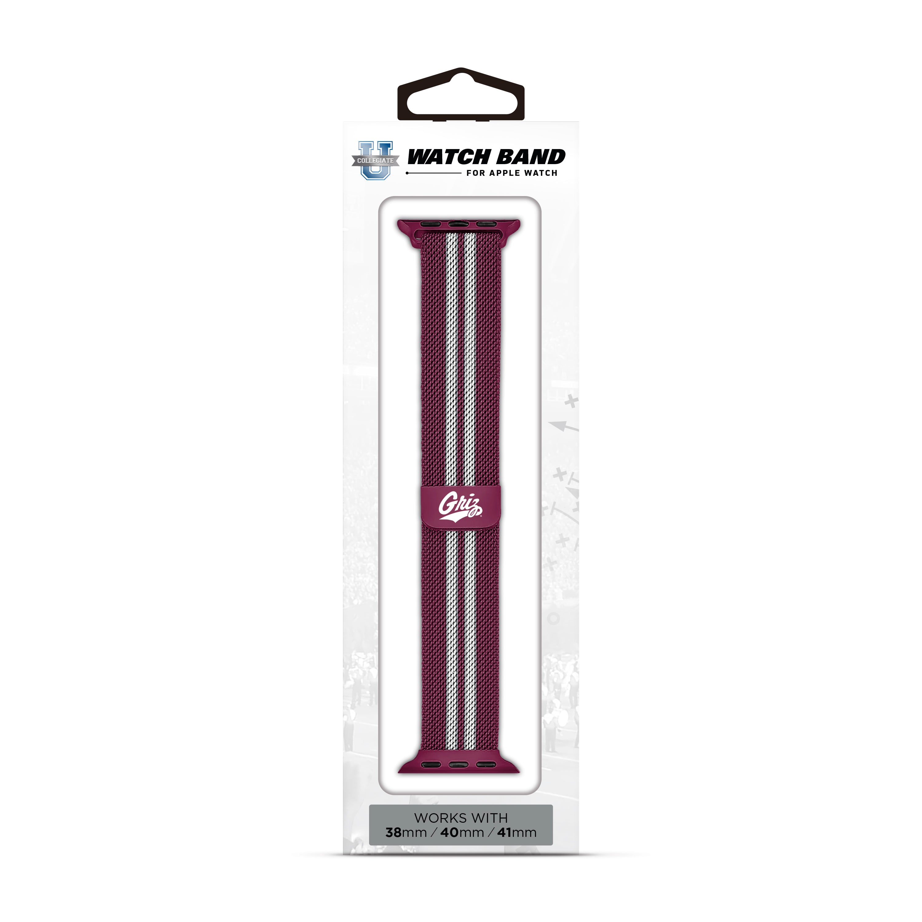 Montana Grizzlies NCAA Striped Metallic Watch Band (38mm)