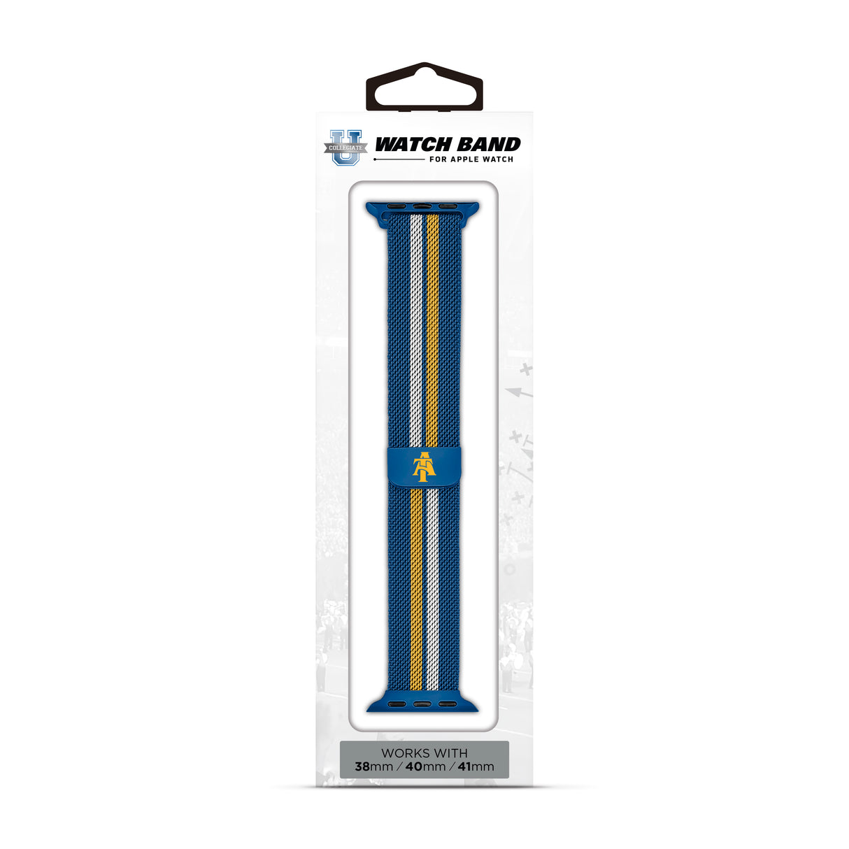 North Carolina A & T State University NCAA Striped Metallic Watch Band (38mm)