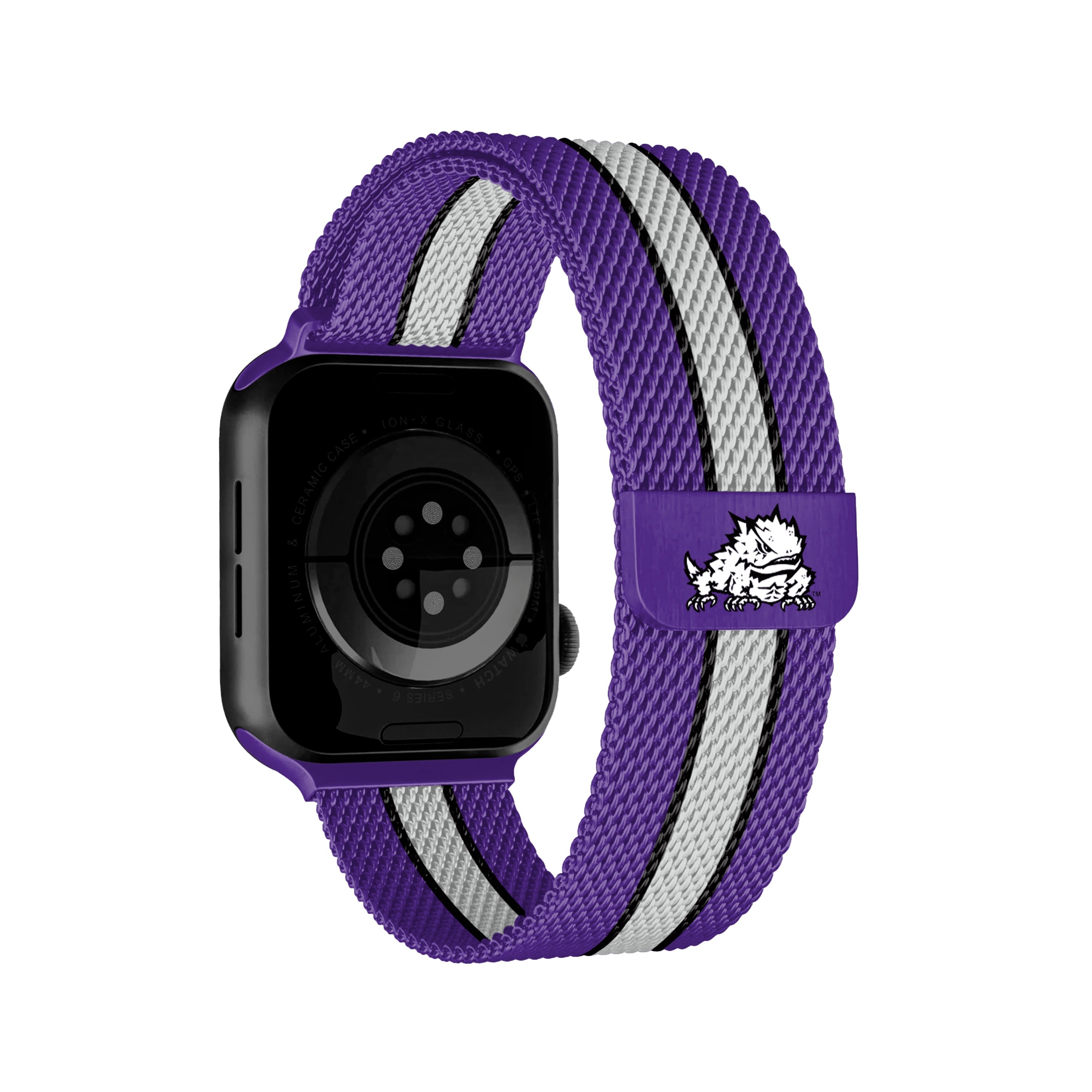 Tcu Horned Frogs NCAA Striped Metallic Watch Band (38mm)