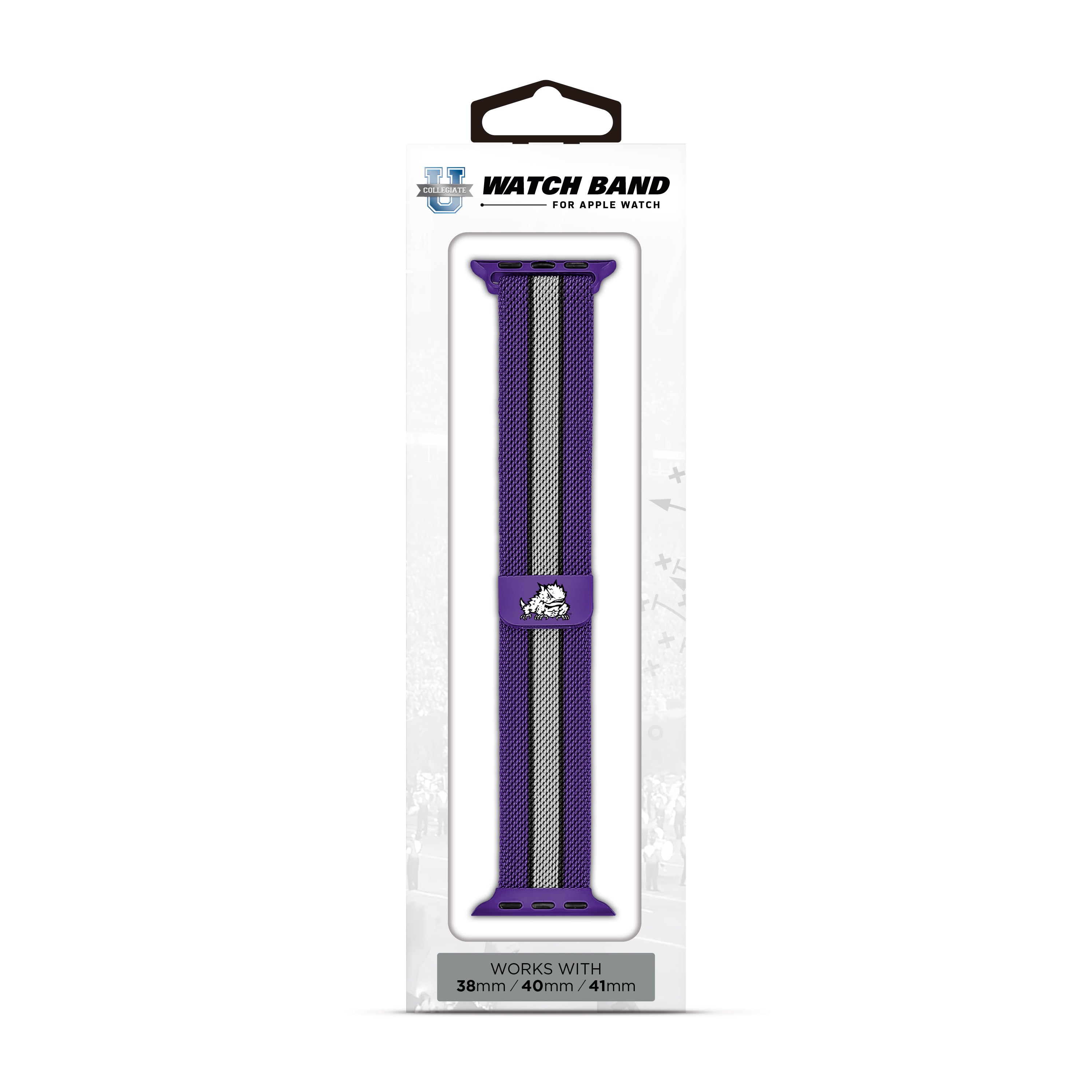 Tcu Horned Frogs NCAA Striped Metallic Watch Band (38mm)