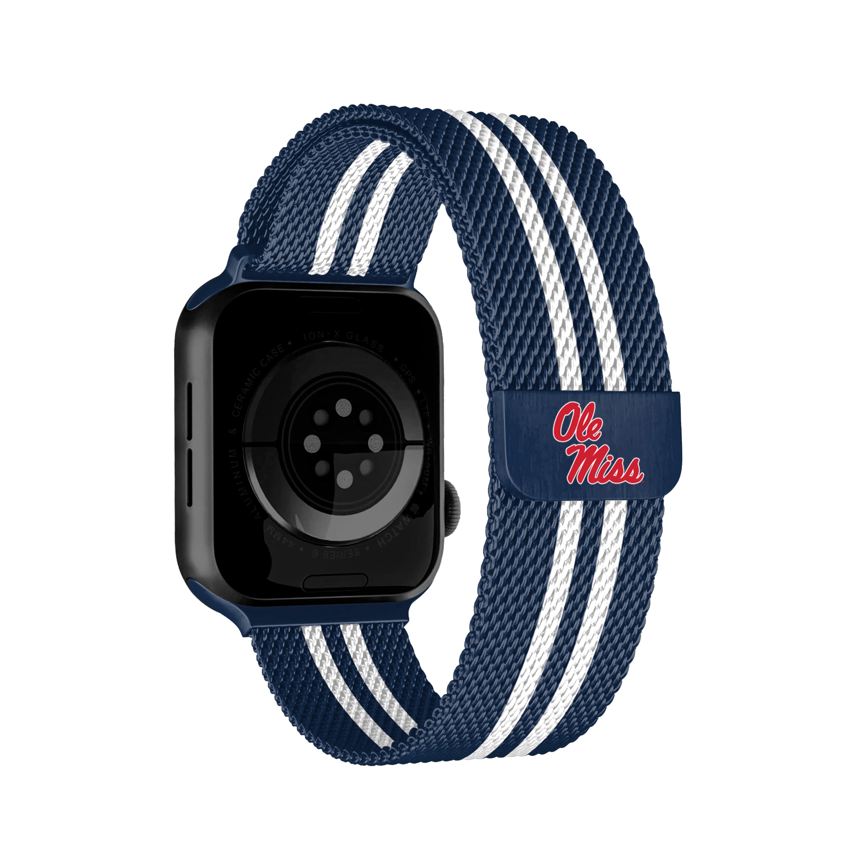 Ole Miss Rebels NCAA Striped Metallic Watch Band (38mm)