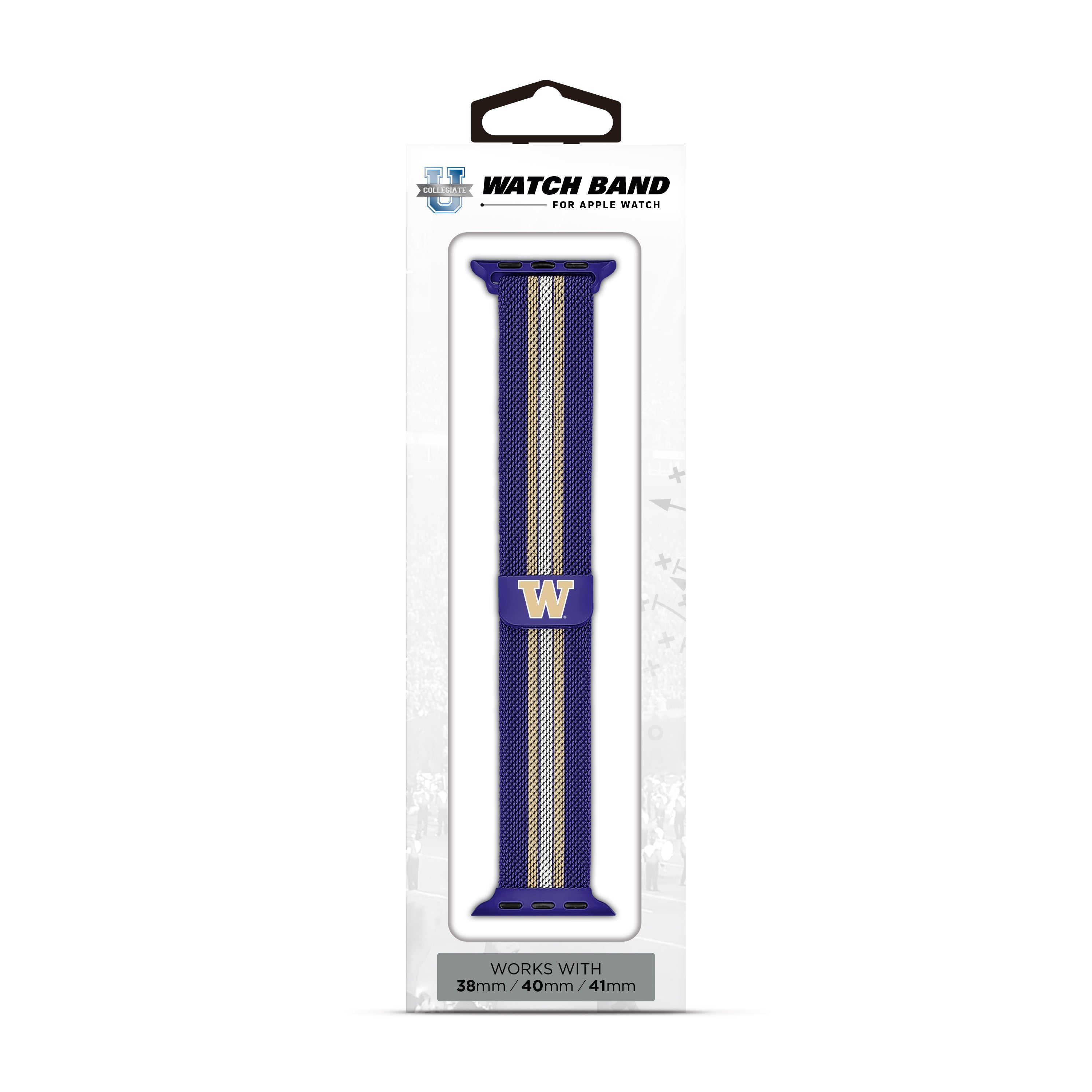 Washington Huskies NCAA Striped Metallic Watch Band (38mm)