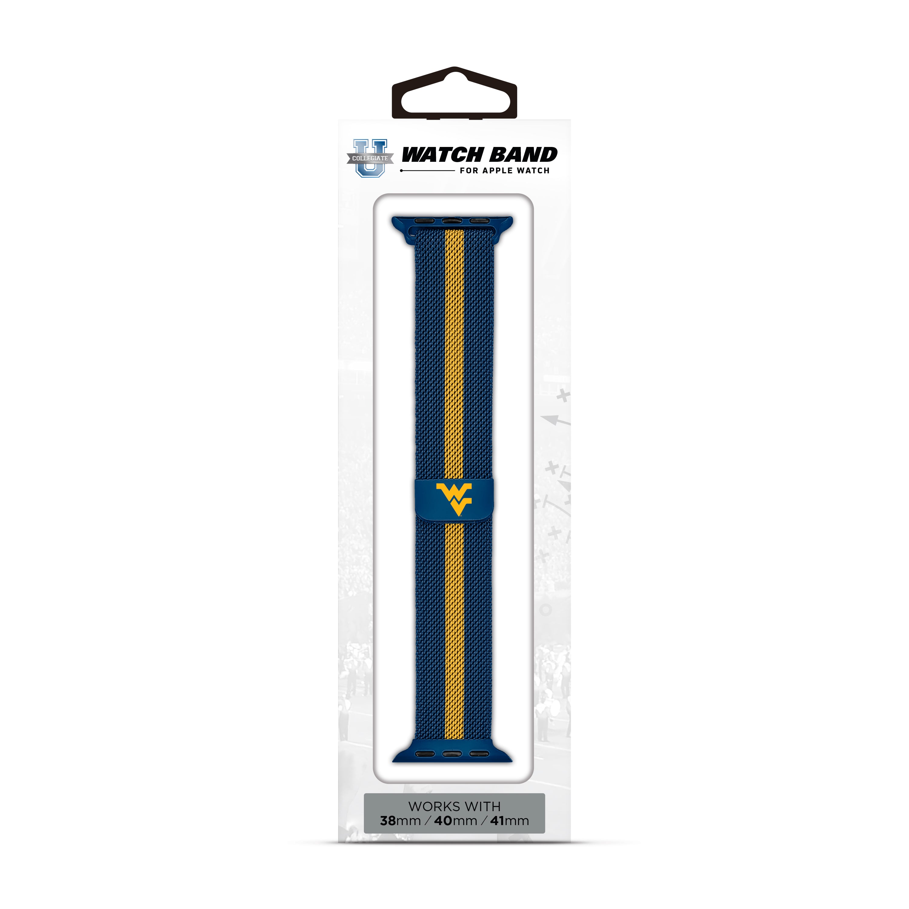 West Virginia Mountaineers NCAA Striped Metallic Watch Band (38mm)