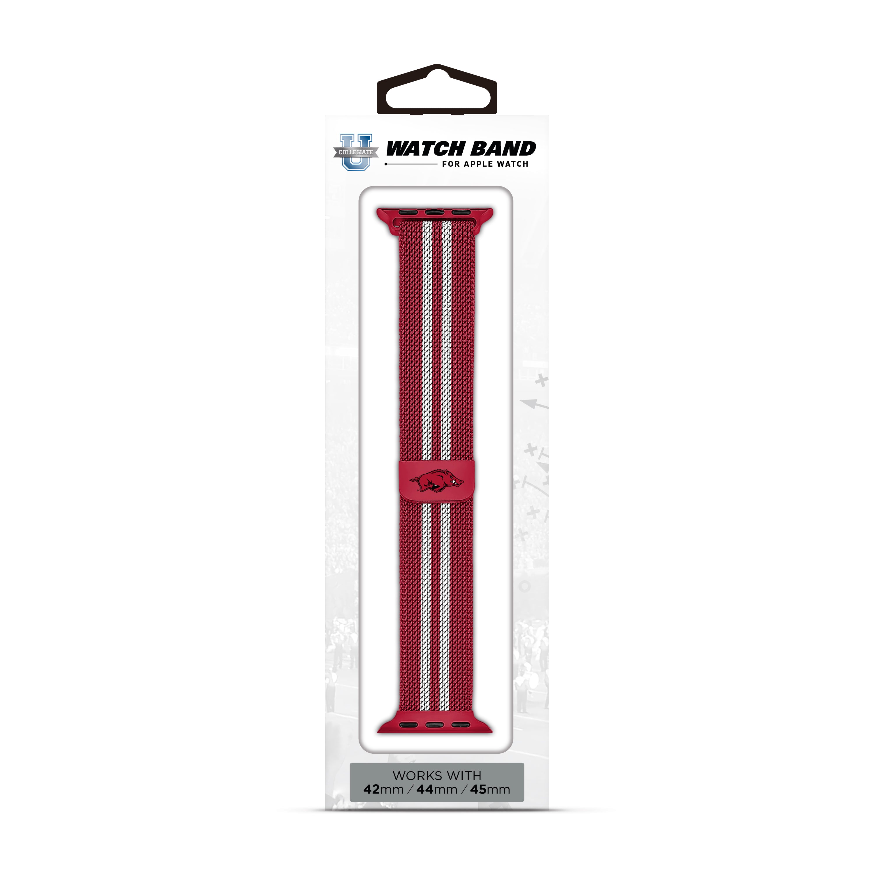 Arkansas Razorbacks NCAA Striped Metallic Watch Band (42mm)