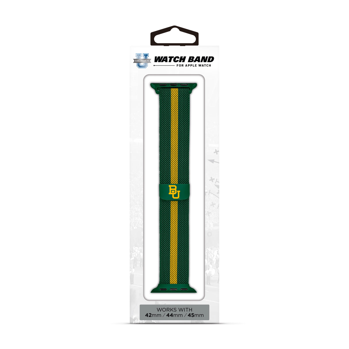 Baylor Bears NCAA Striped Metallic Watch Band (42mm)