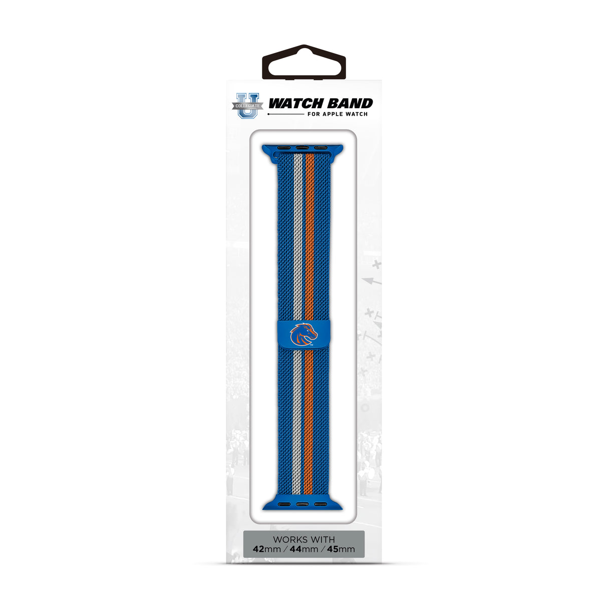 Boise State Broncos NCAA Striped Metallic Watch Band (42mm)