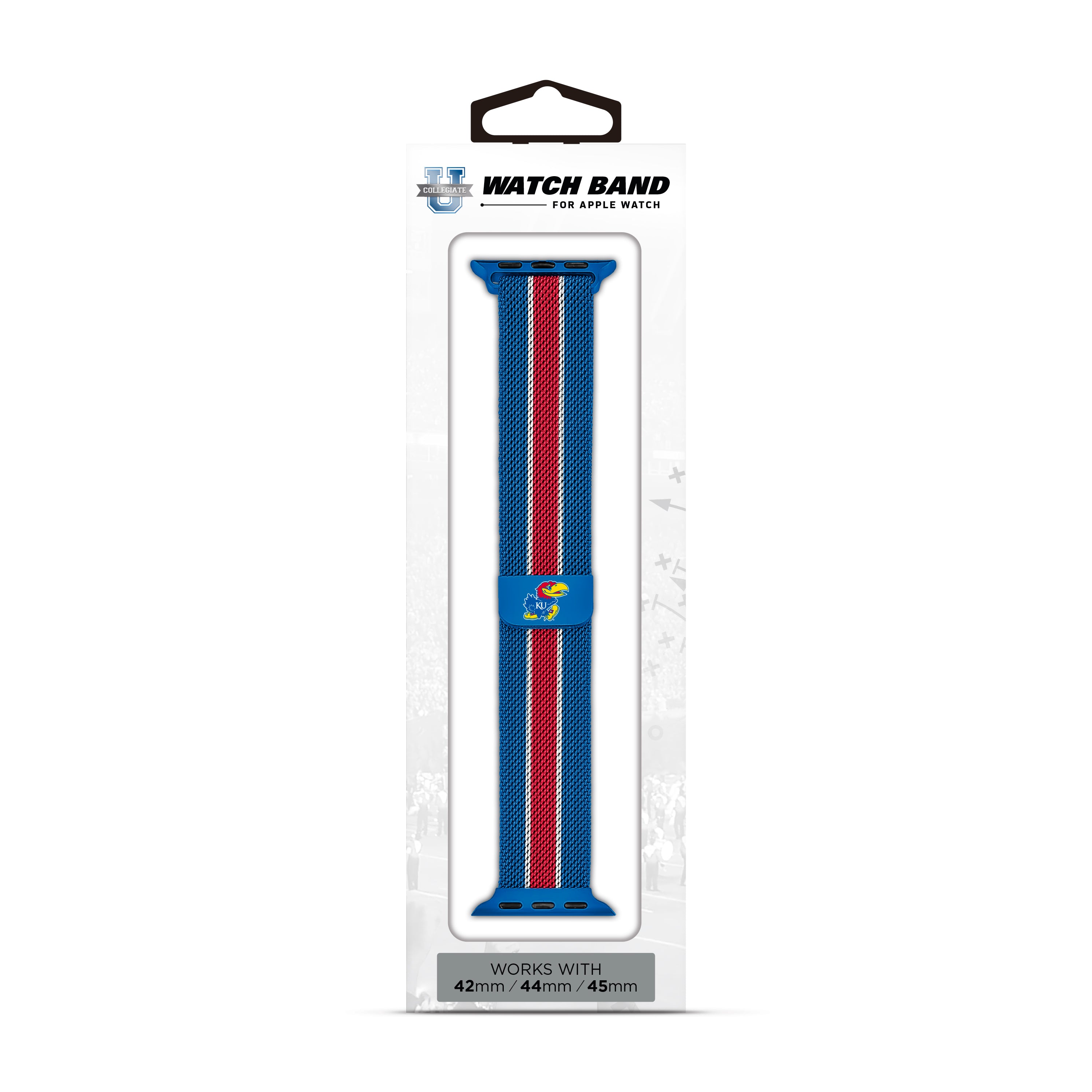 Kansas Jayhawks NCAA Striped Metallic Watch Band (42mm)