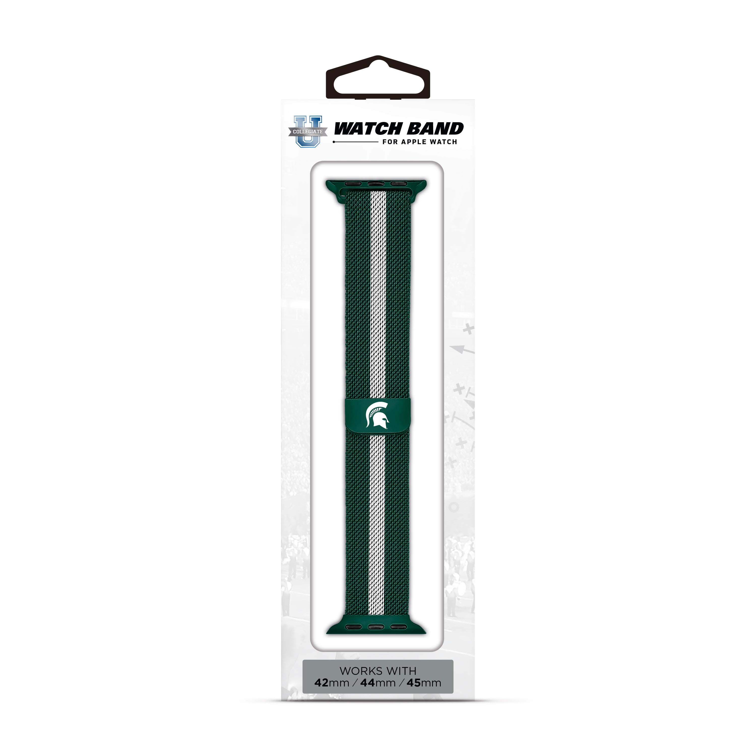 Michigan State Spartans NCAA Striped Metallic Watch Band (42mm)