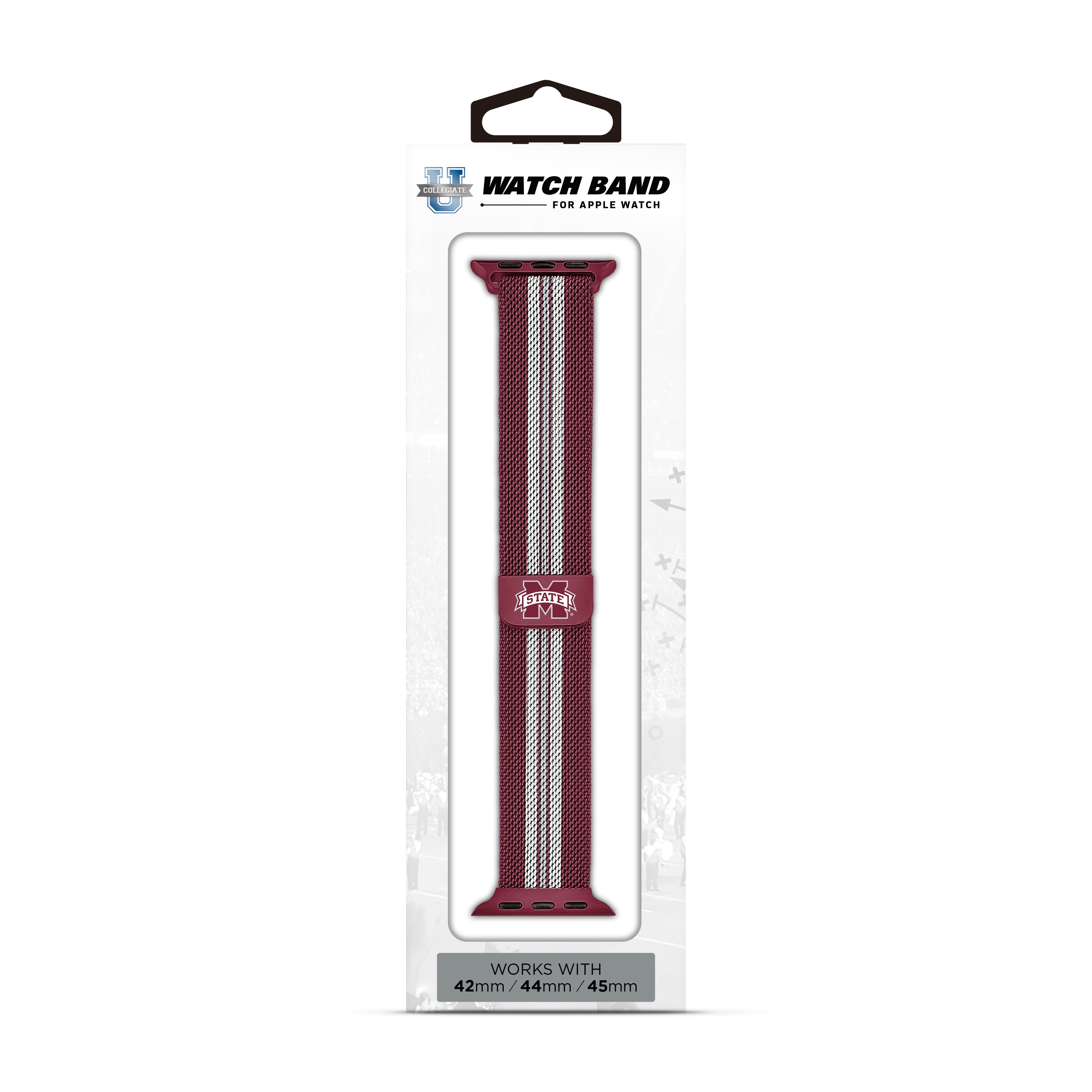 Mississippi State Bulldogs NCAA Striped Metallic Watch Band (42mm)