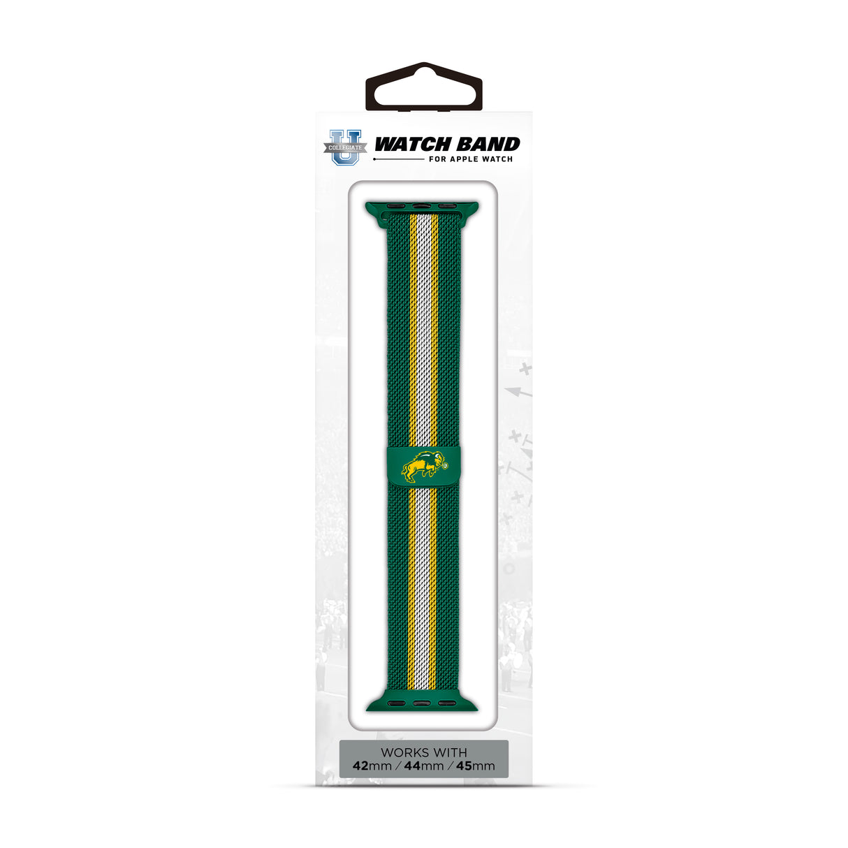 North Dakota State Bison NCAA Striped Metallic Watch Band (42mm)