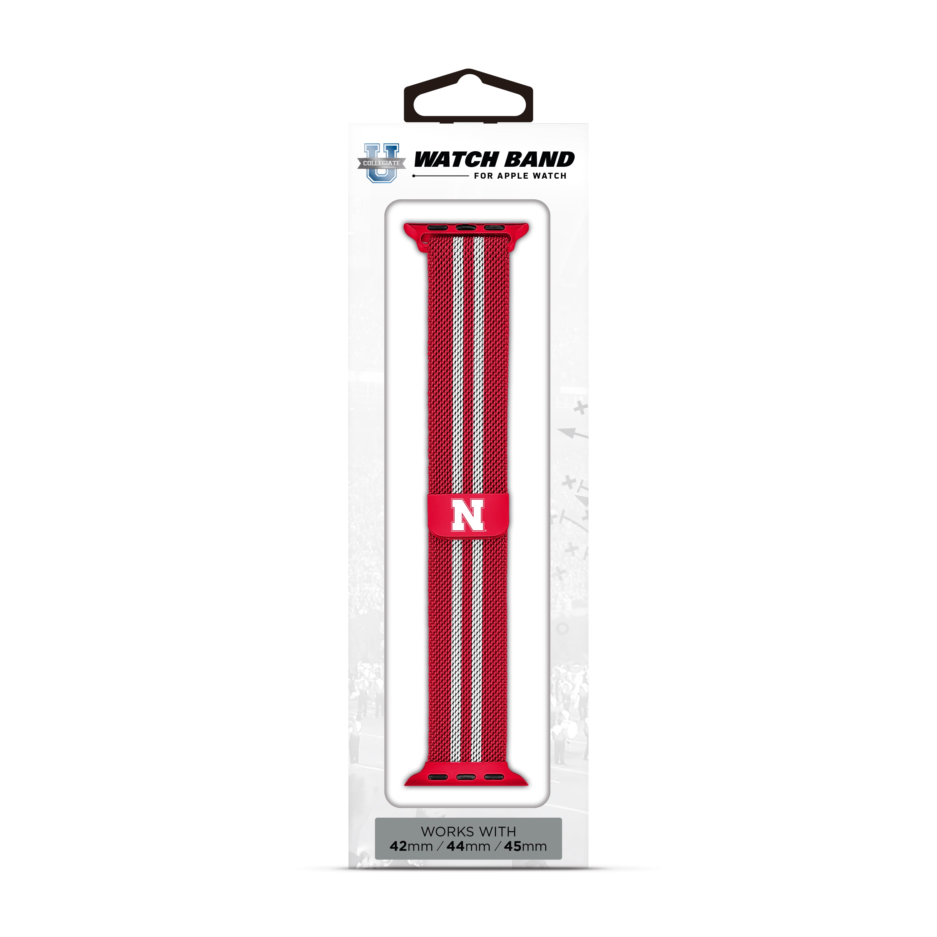 Nebraska Cornhuskers NCAA Striped Metallic Watch Band (42mm)