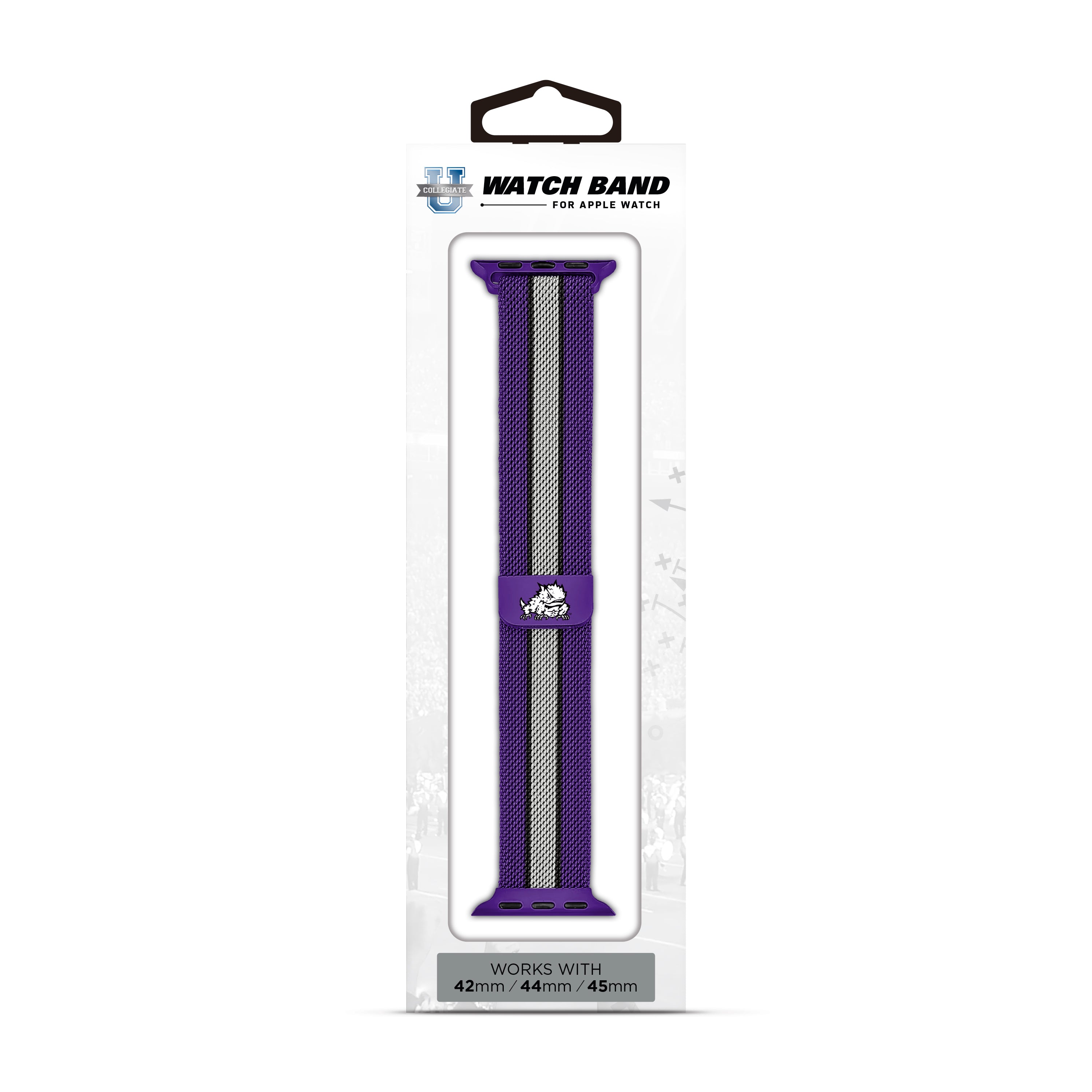 Tcu Horned Frogs NCAA Striped Metallic Watch Band (42mm)