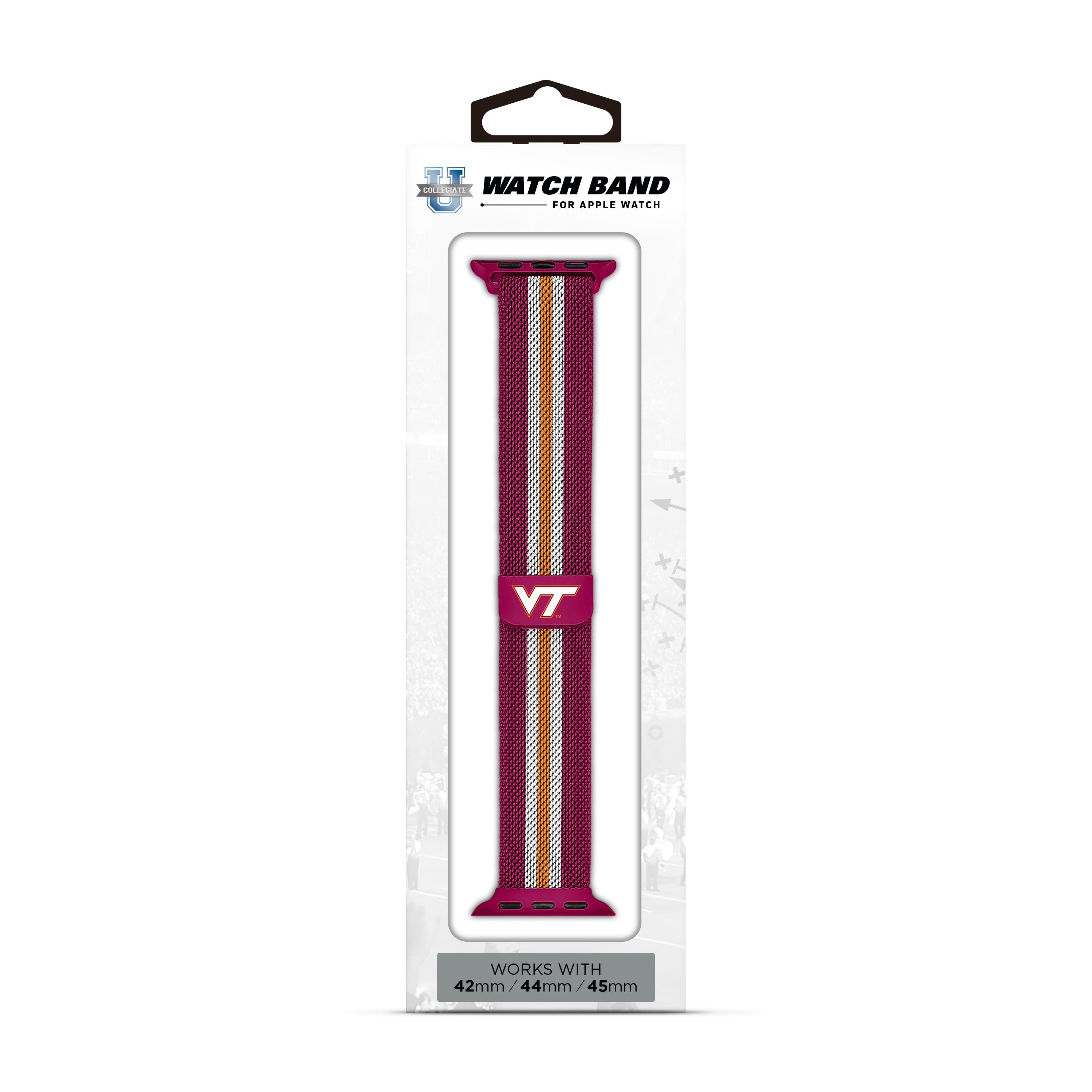 Virginia Tech Hokies NCAA Striped Metallic Watch Band (42mm)