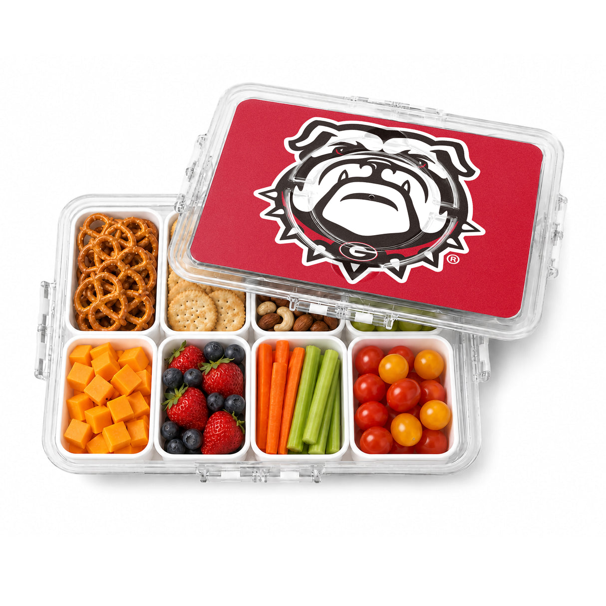 SOAR NCAA Snackle Box- 8 Compartments- Georgia Bulldogs