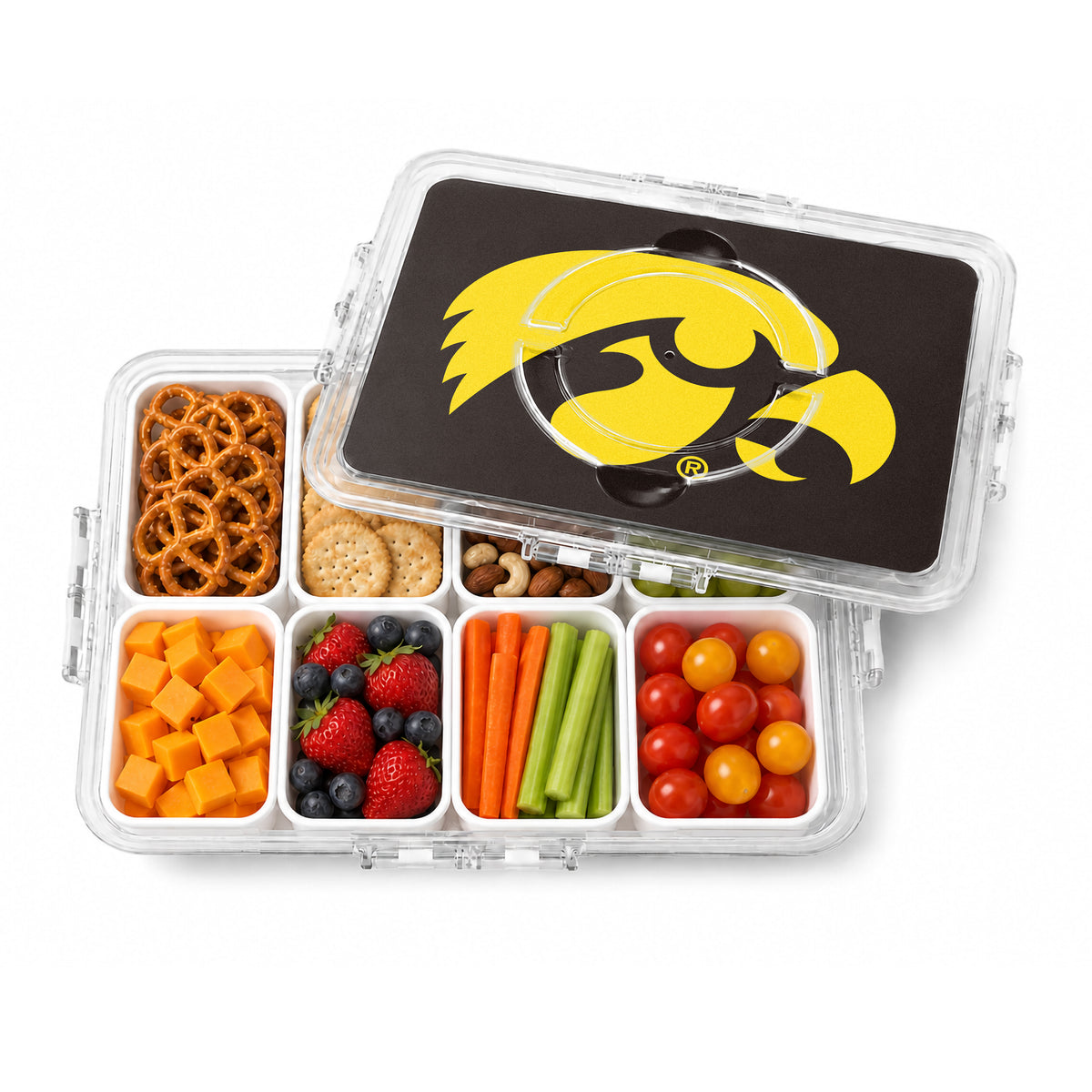 SOAR NCAA Snackle Box- 8 Compartments- Iowa Hawkeyes