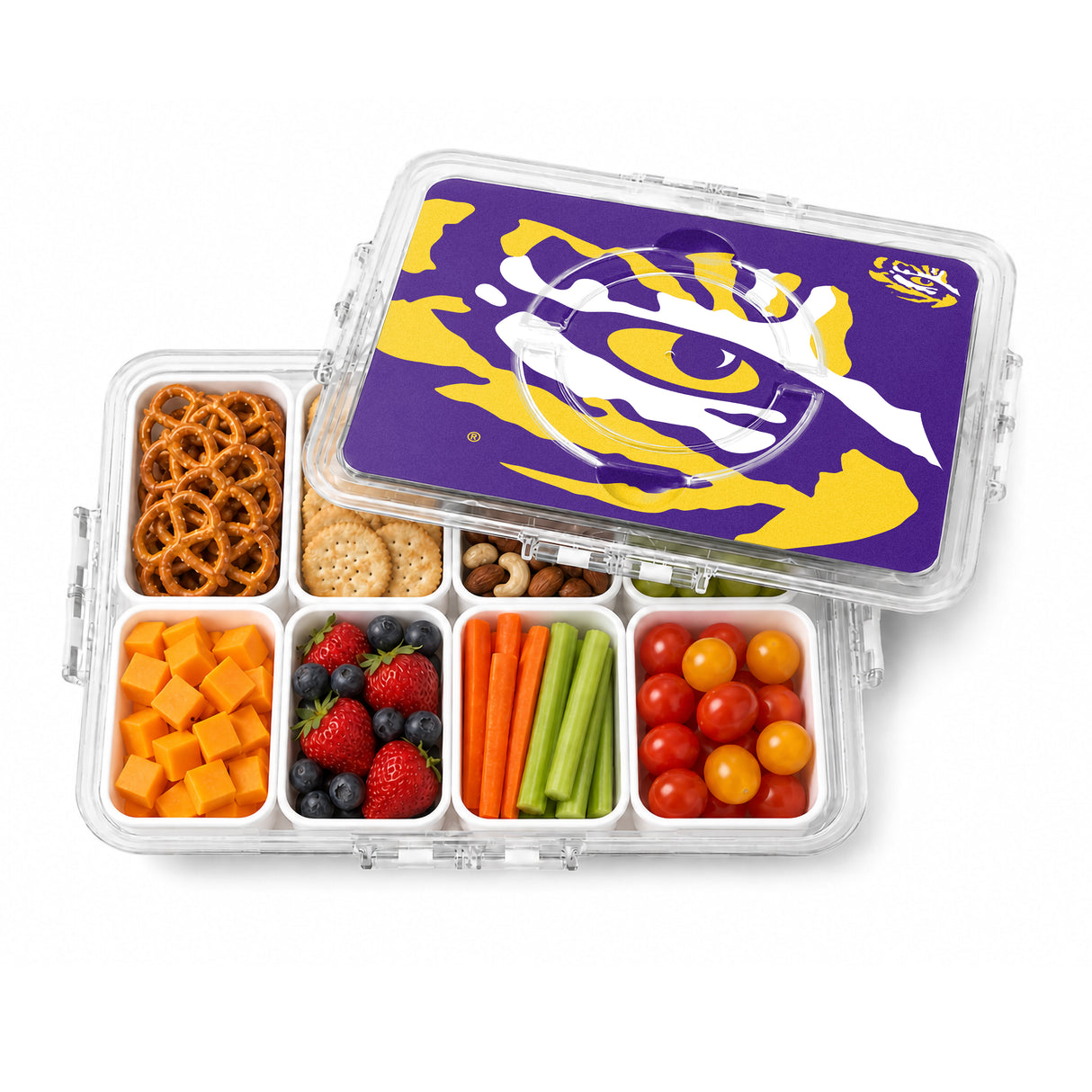 SOAR NCAA Snackle Box- 8 Compartments- LSU Tigers