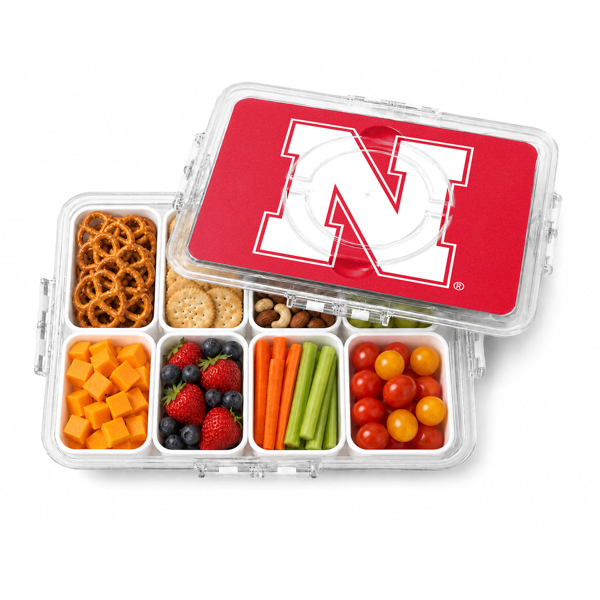 SOAR NCAA Snackle Box- 8 Compartments- Nebraska Cornhuskers
