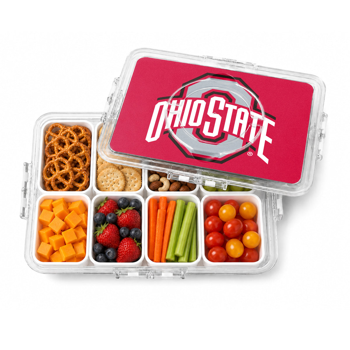 SOAR NCAA Snackle Box- 8 Compartments- Ohio State Buckeyes