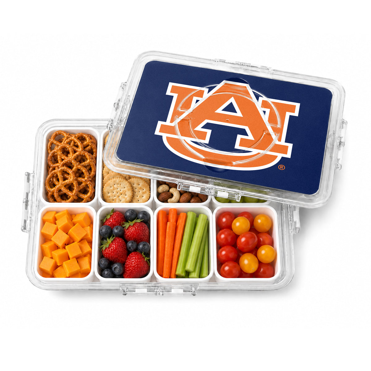 SOAR NCAA Snackle Box- 8 Compartments- Auburn Tigers