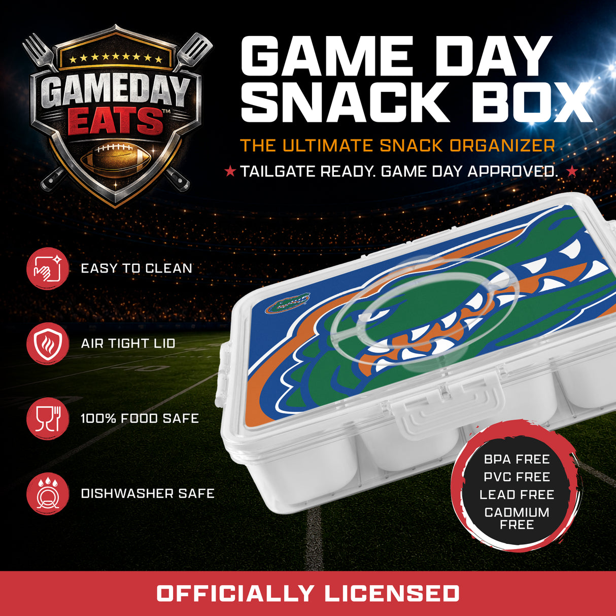 SOAR NCAA Snackle Box- 8 Compartments- Clemson Tigers