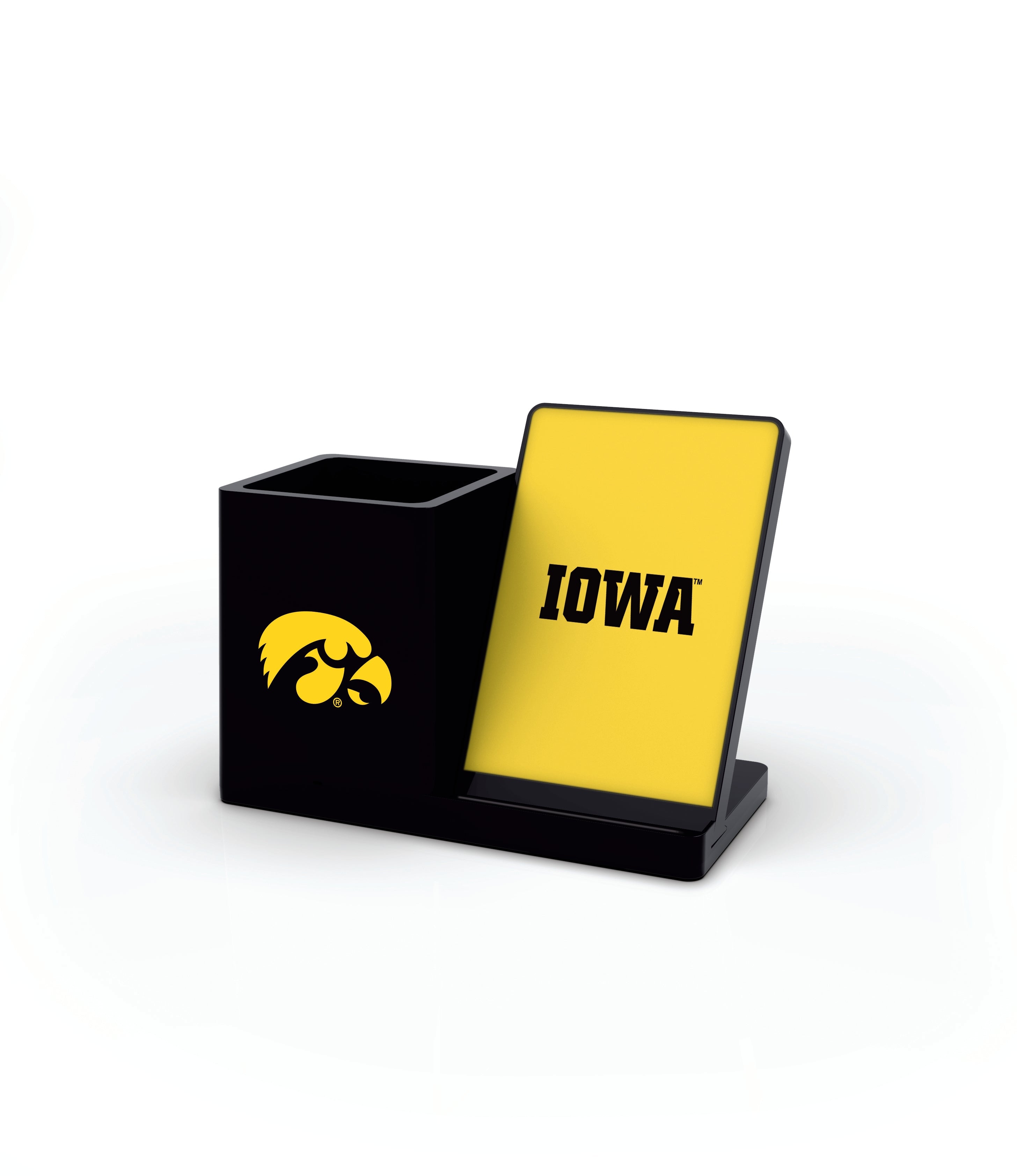 Iowa Hawkeyes Collegiate Cell Phone Wireless Charging Stand and Desktop Organizer