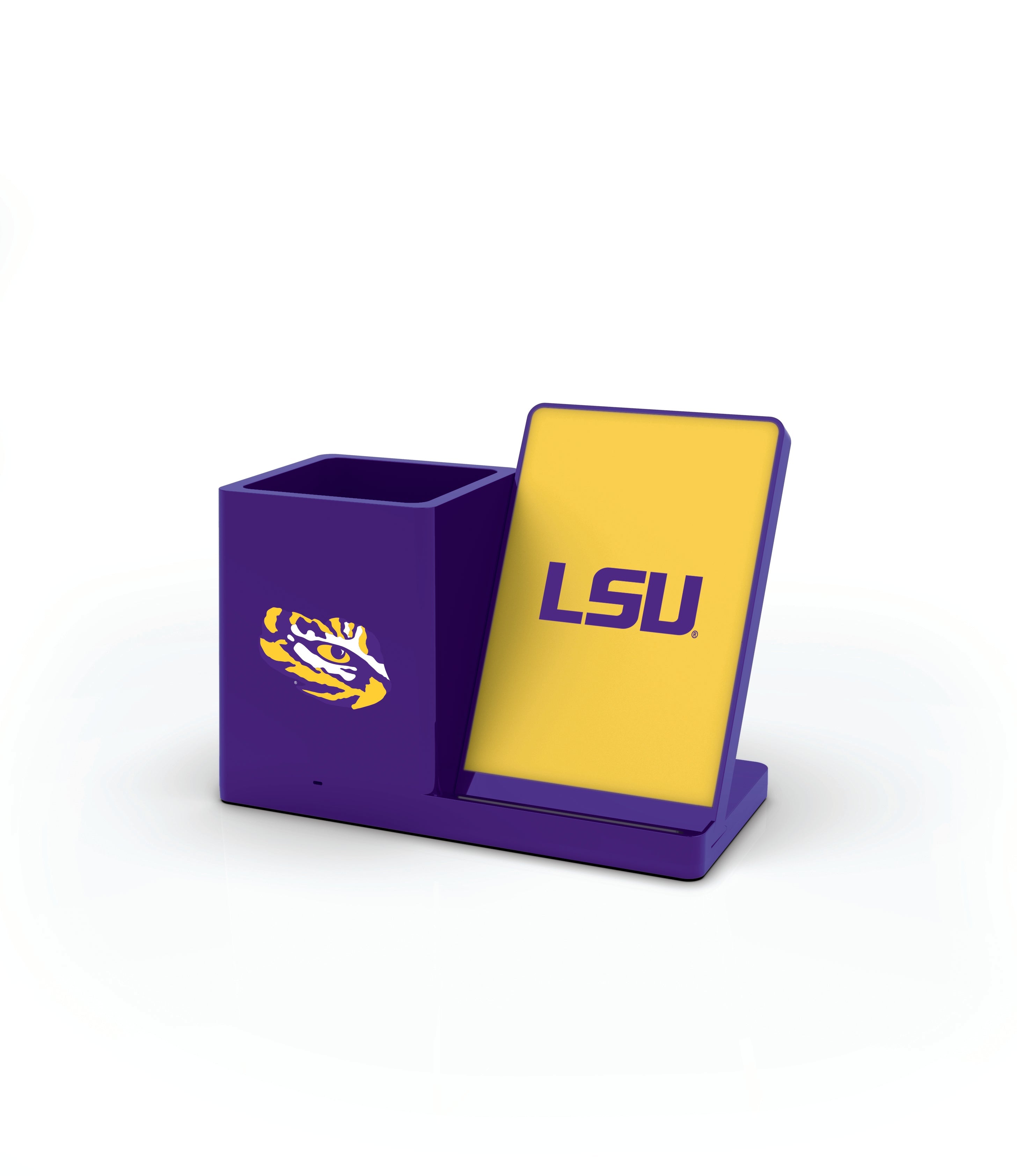 LSU Tigers Collegiate Cell Phone Wireless Charging Stand and Desktop Organizer