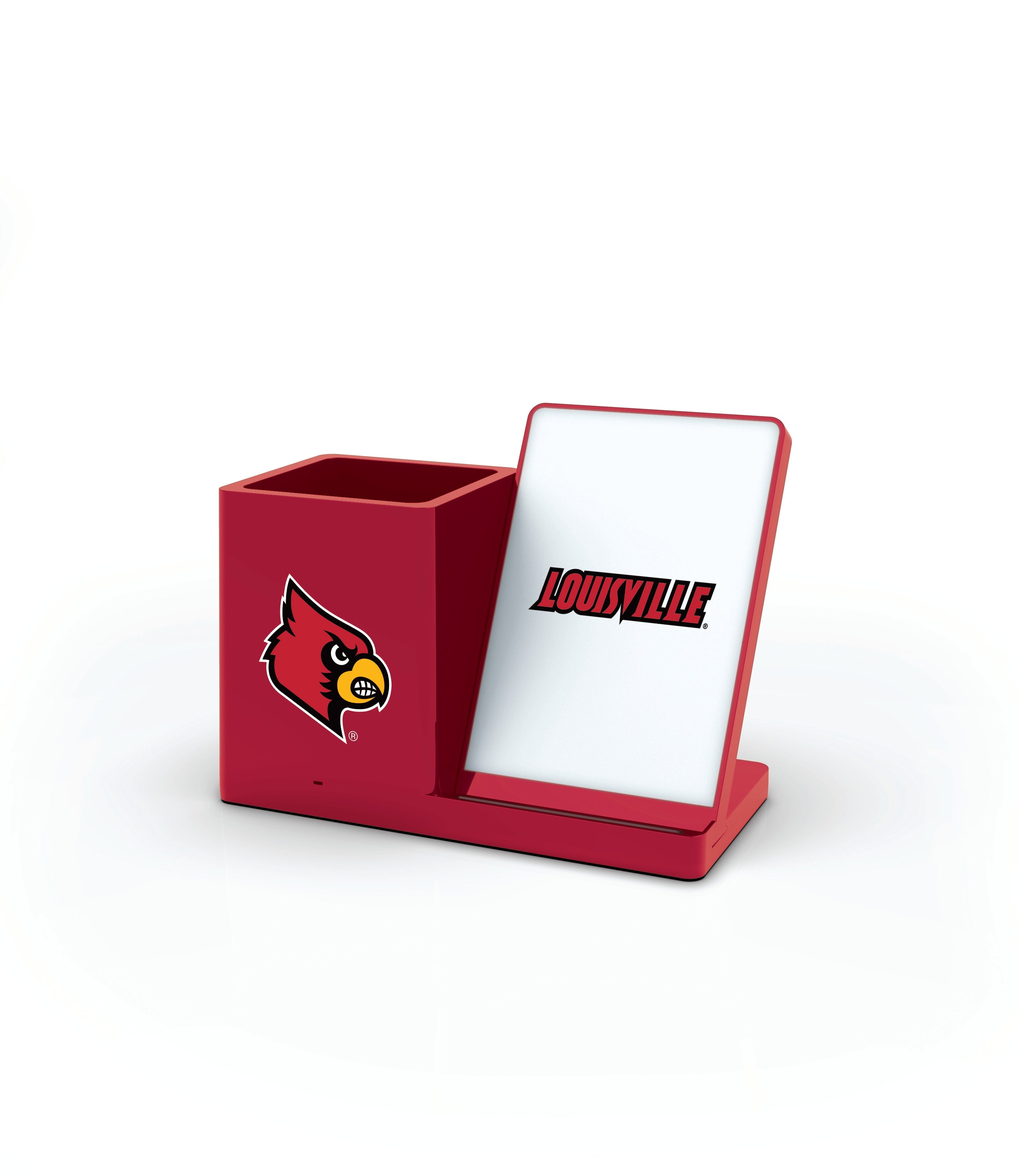 Louisville Cardinals Collegiate Cell Phone Wireless Charging Stand and Desktop Organizer