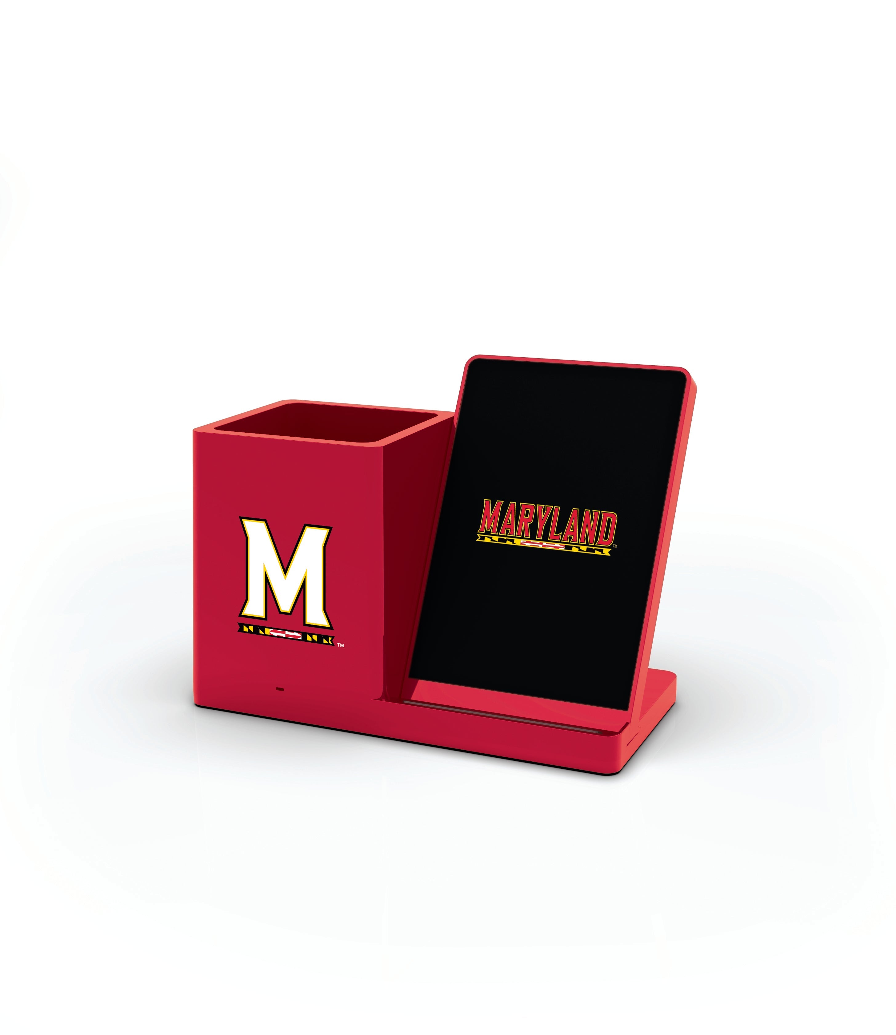 Maryland Terrapins Collegiate Cell Phone Wireless Charging Stand and Desktop Organizer