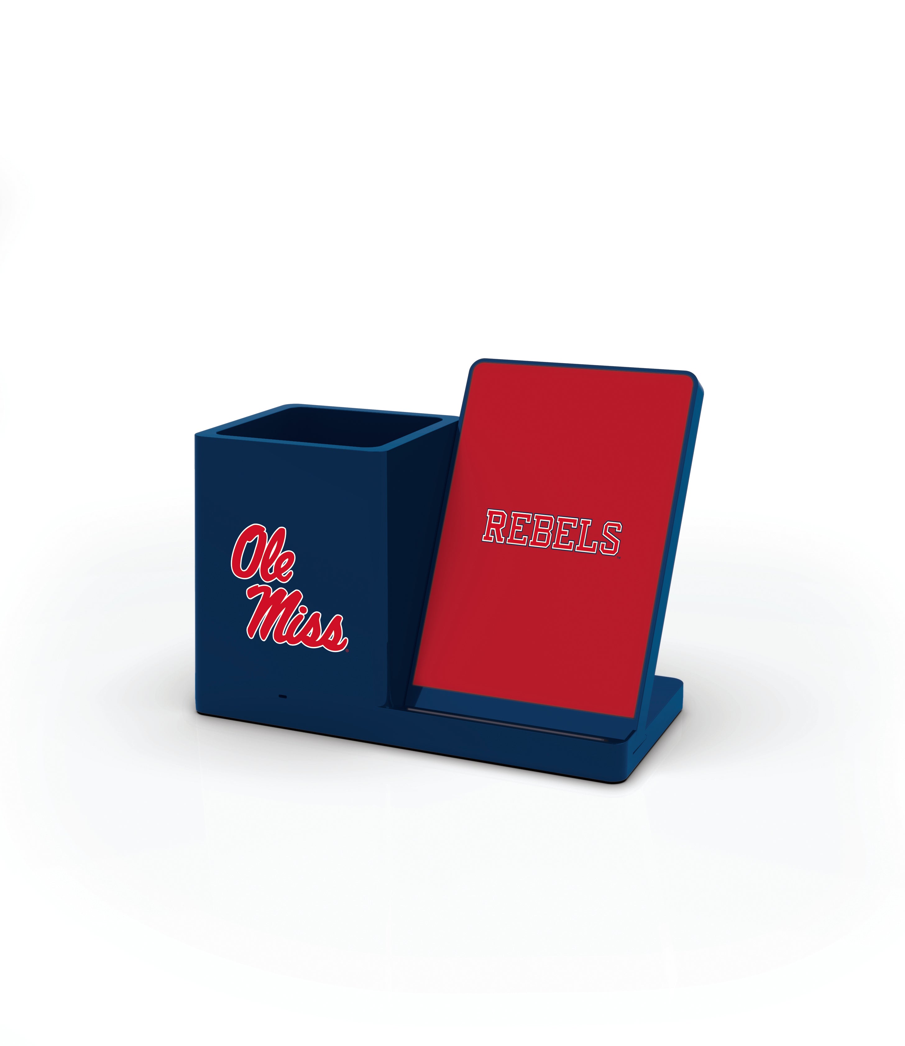 Ole Miss Rebels Collegiate Cell Phone Wireless Charging Stand and Desktop Organizer