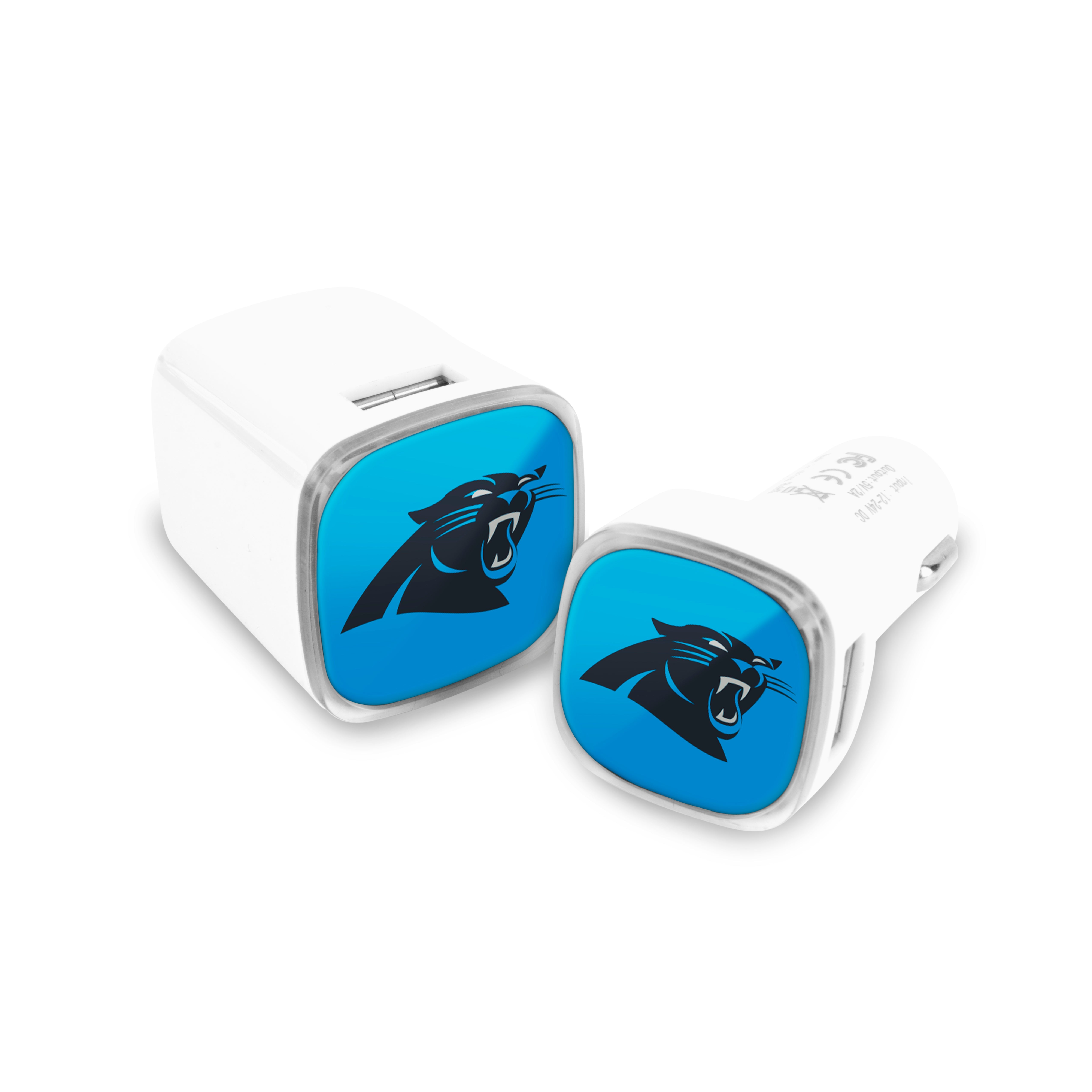 Carolina Panthers NFL 2 Pack Car + Wall Chargers