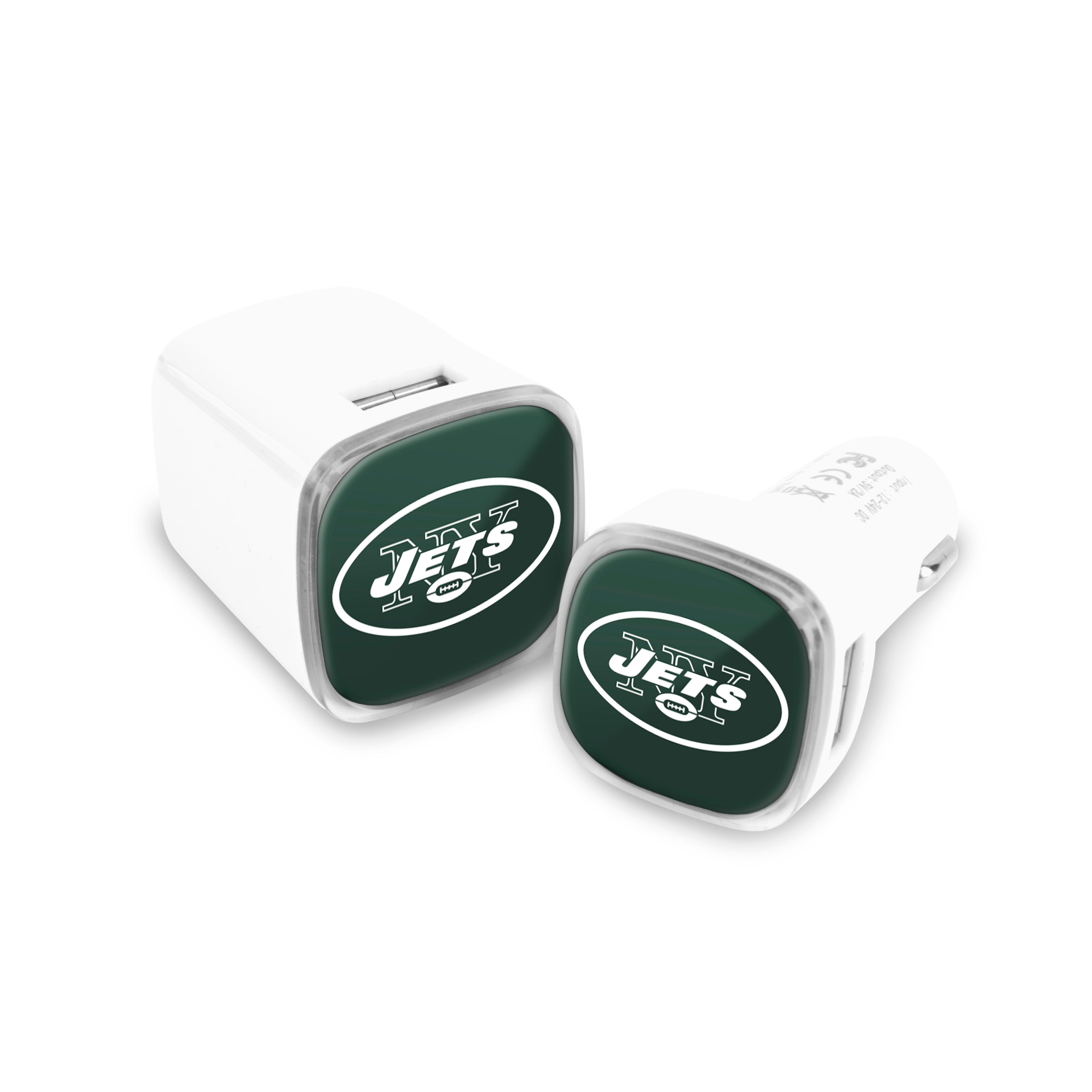 New York Jets NFL 2 Pack Car + Wall Chargers