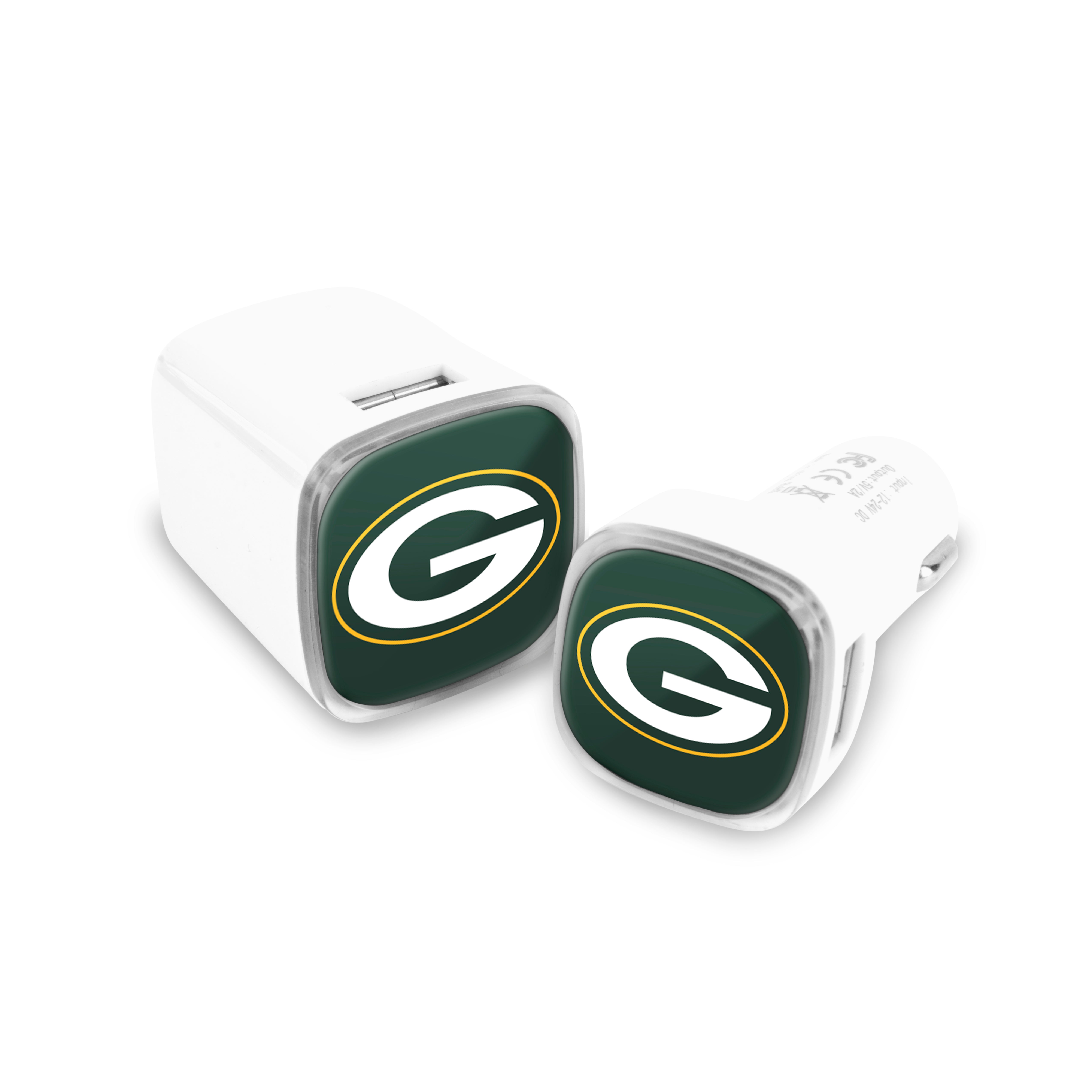 Green Bay Packers NFL 2 Pack Car + Wall Chargers