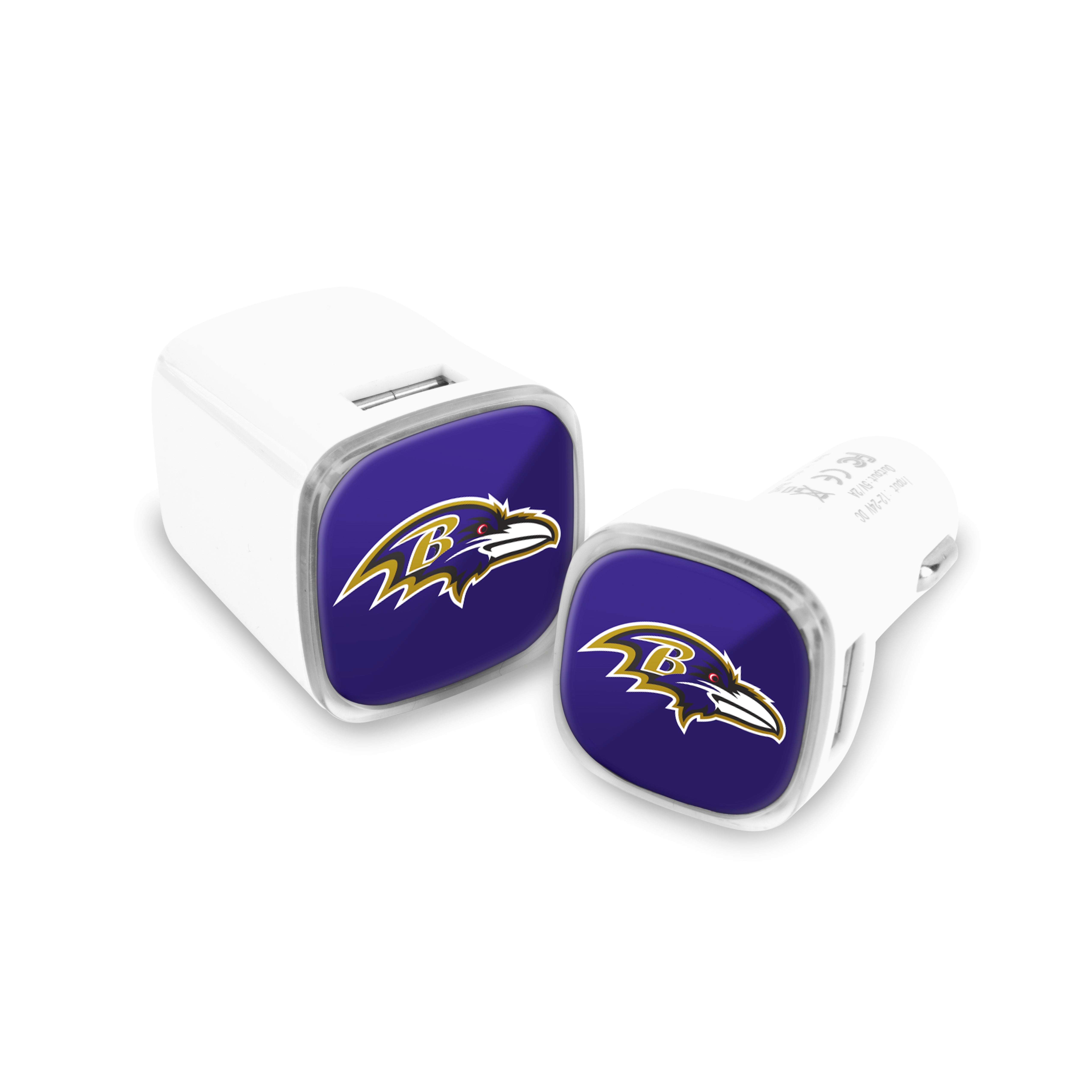 Baltimore Ravens NFL 2 Pack Car + Wall Chargers