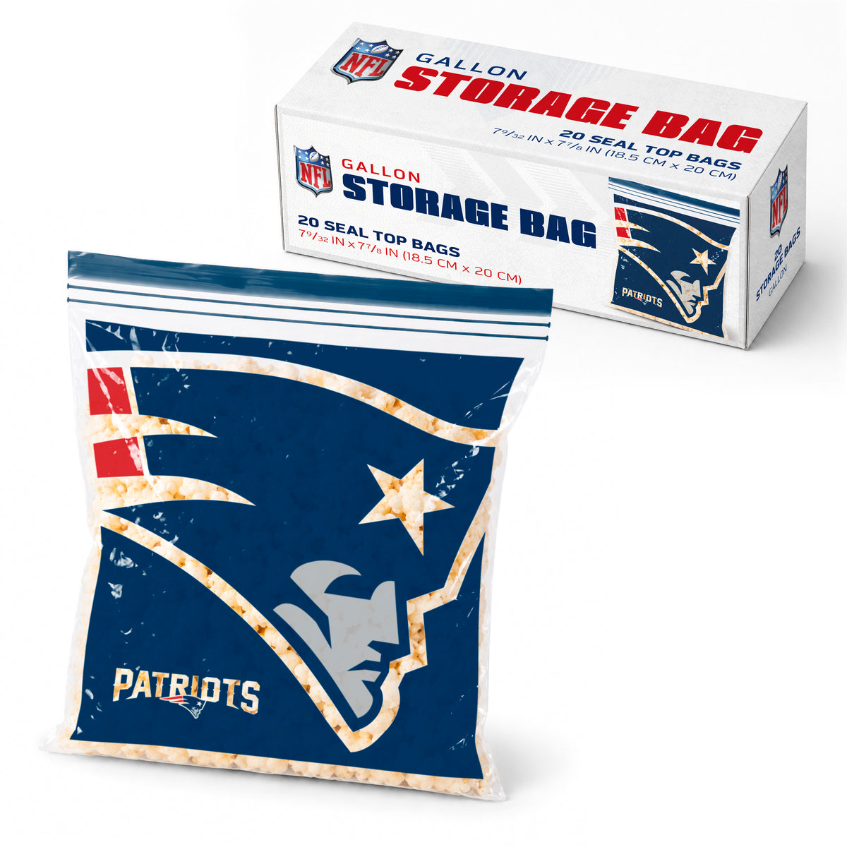 SOAR NFL Gallon Food Storage Bag- New England Patriots