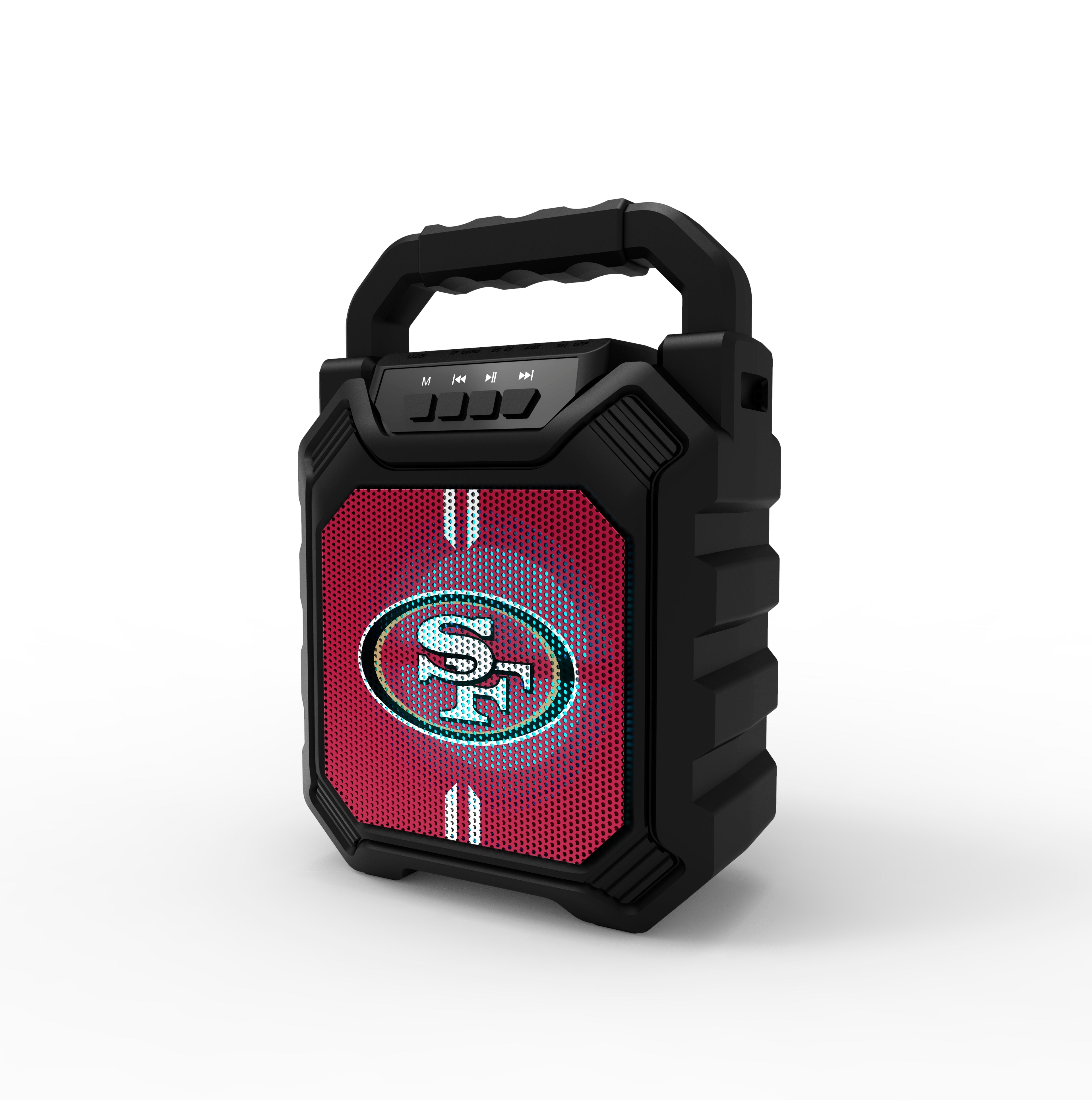 San Francisco 49ers NFL Syncable Bluetooth Speaker with LED Lights & FM Radio