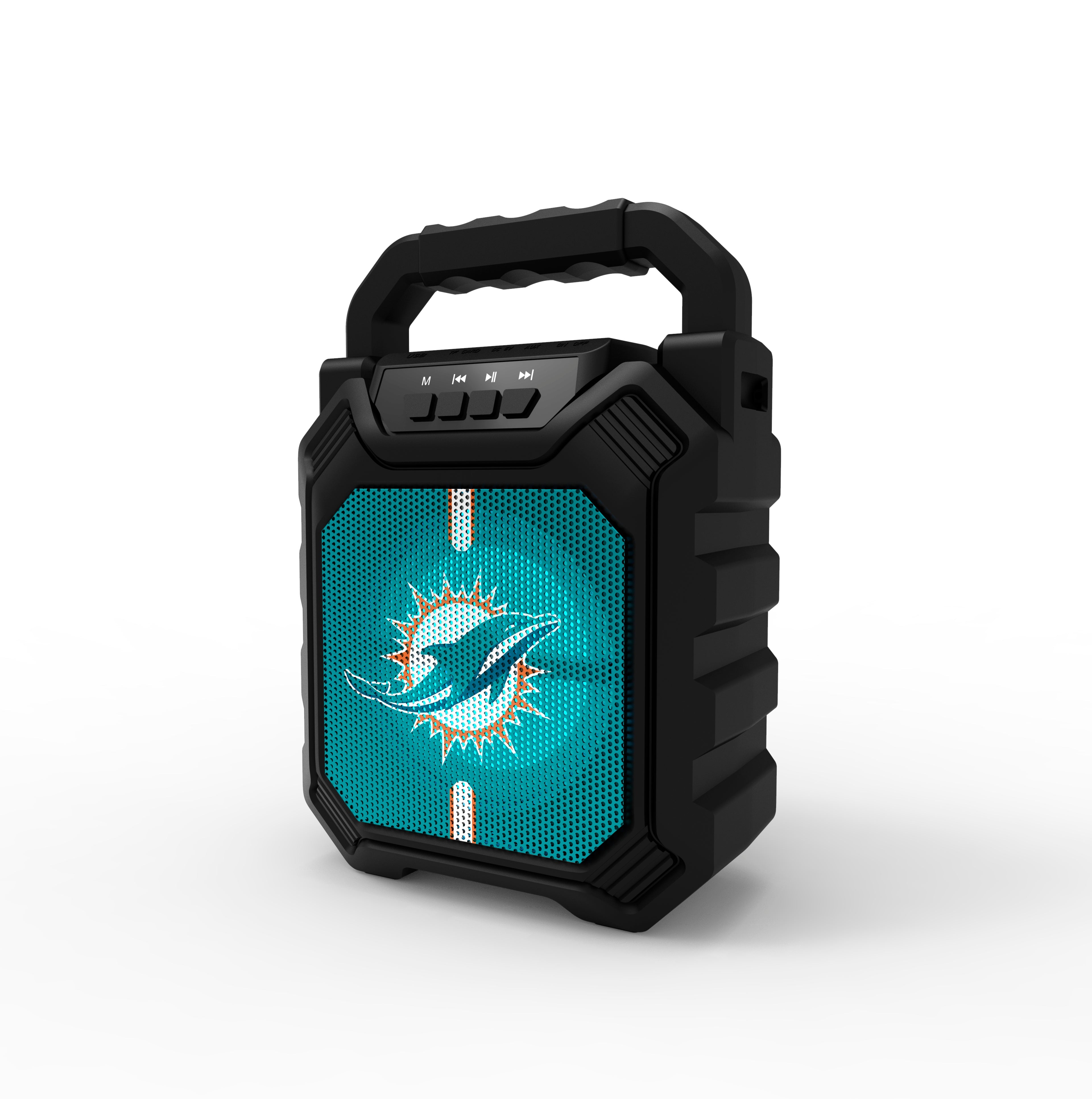 Miami Dolphins NFL Syncable Bluetooth Speaker with LED Lights & FM Radio