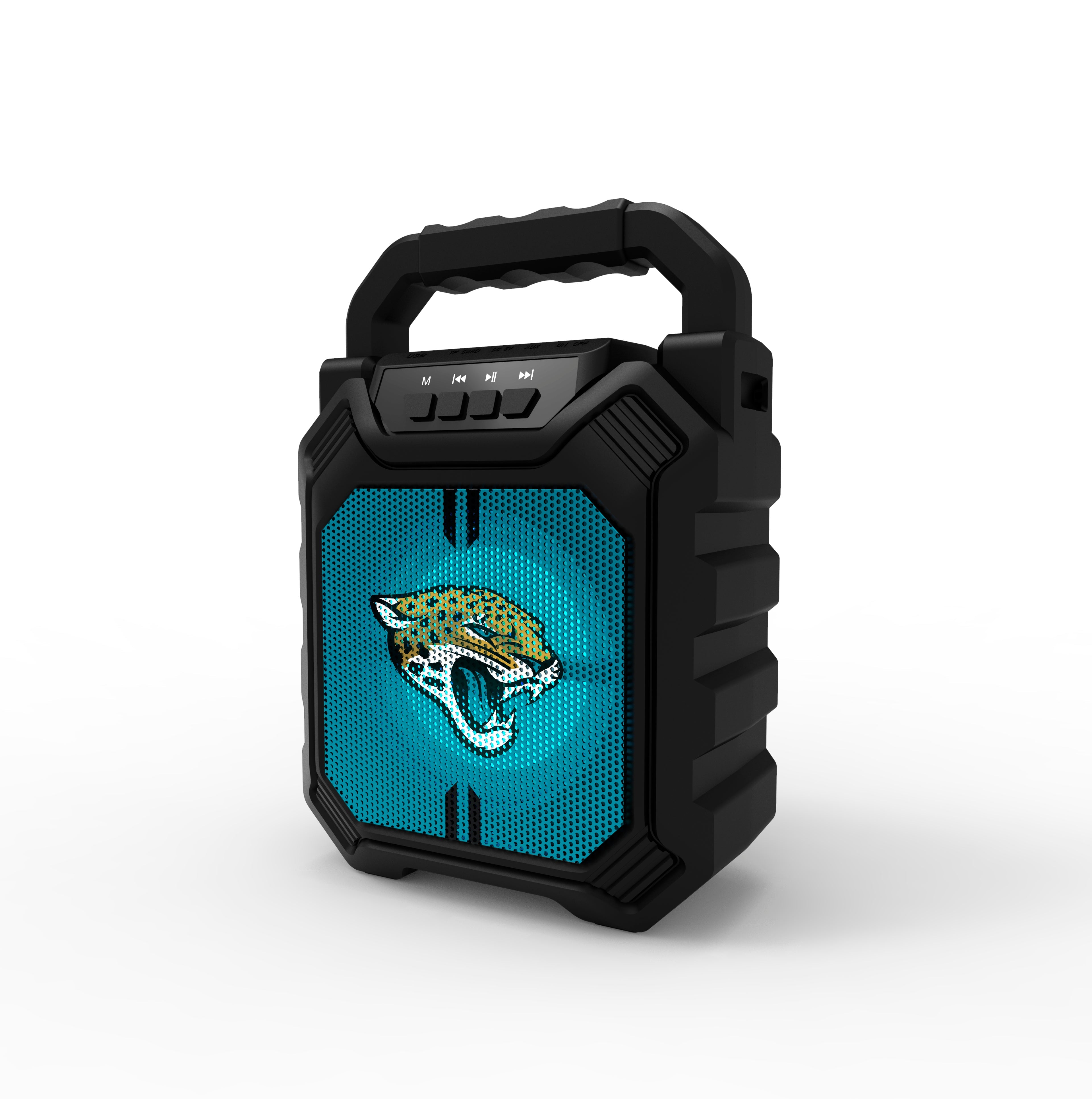 Jacksonville Jaguars NFL Syncable Bluetooth Speaker with LED Lights & FM Radio