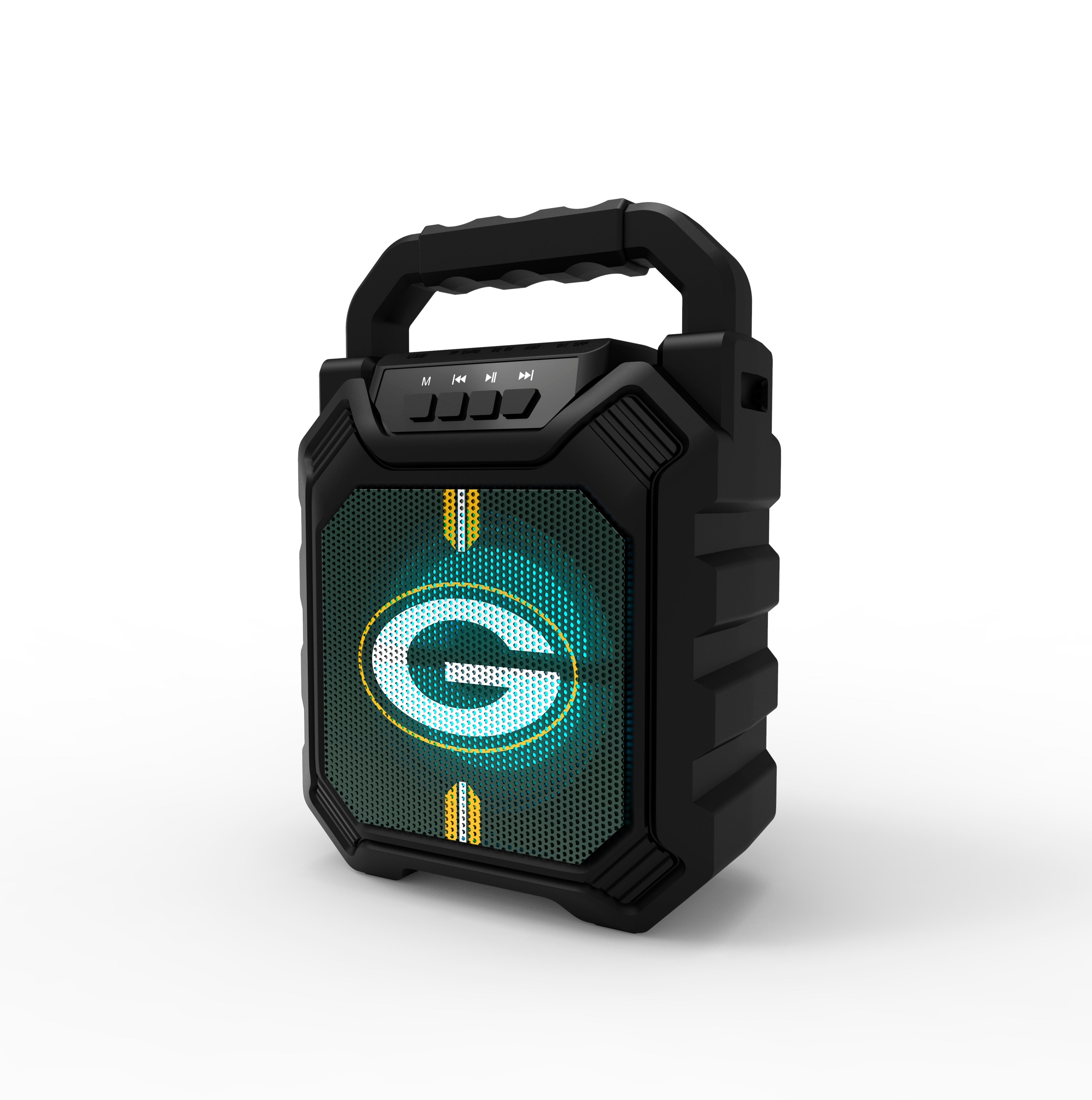 Green Bay Packers NFL Syncable Bluetooth Speaker with LED Lights & FM Radio