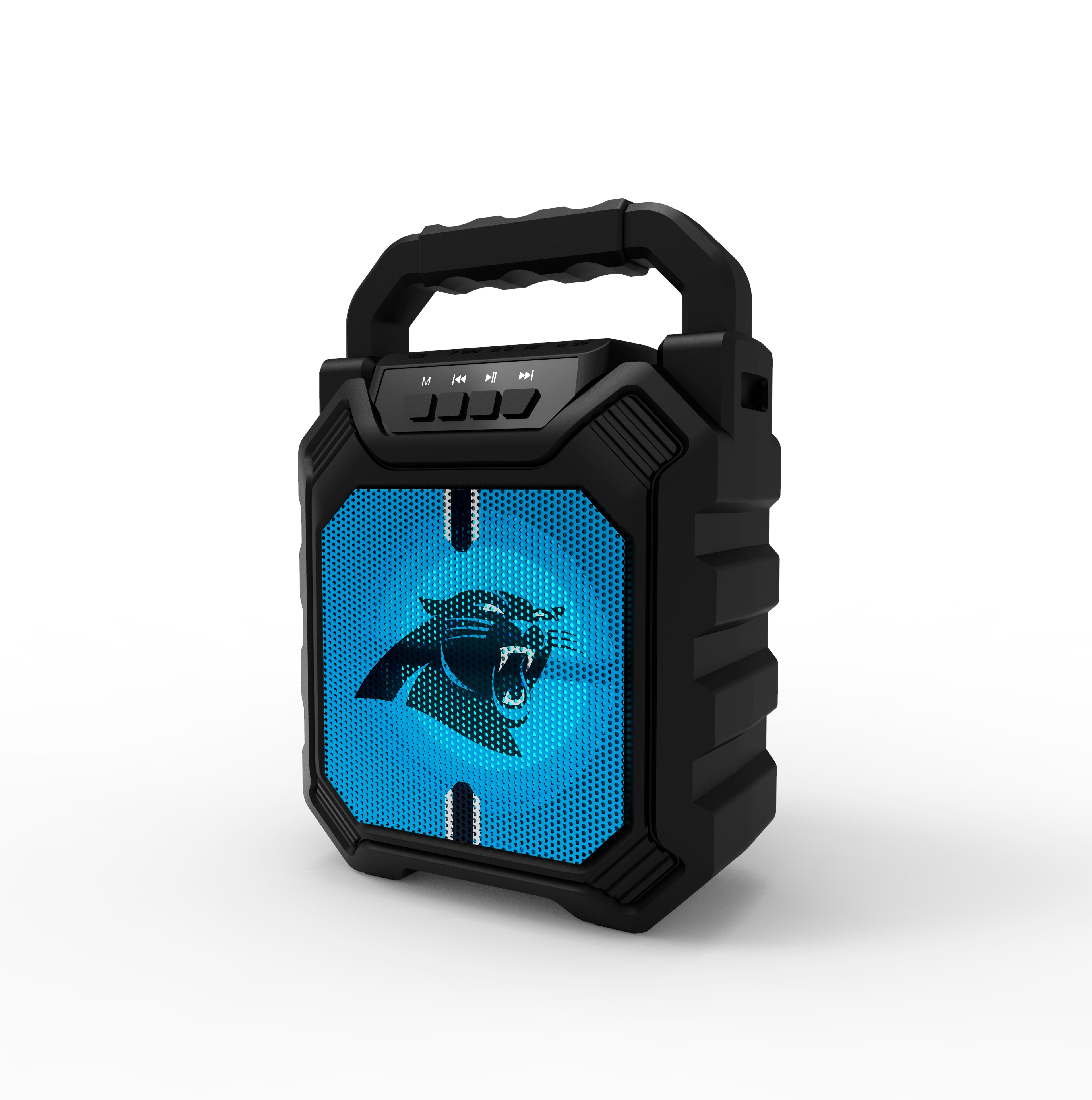 Carolina Panthers NFL Syncable Bluetooth Speaker with LED Lights & FM Radio