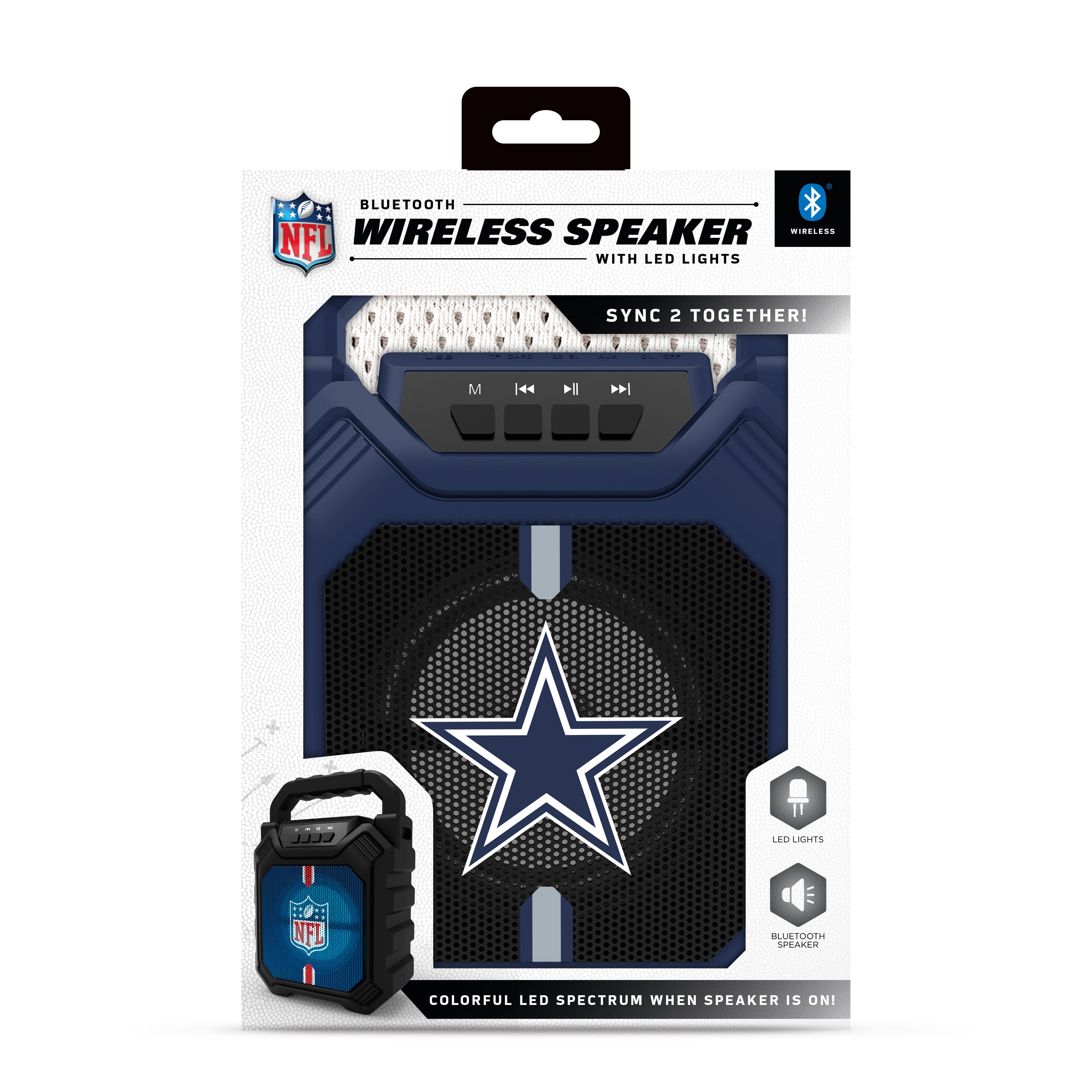 NFL Syncable Bluetooth Wireless Speaker with LED Lights
& FM Radio